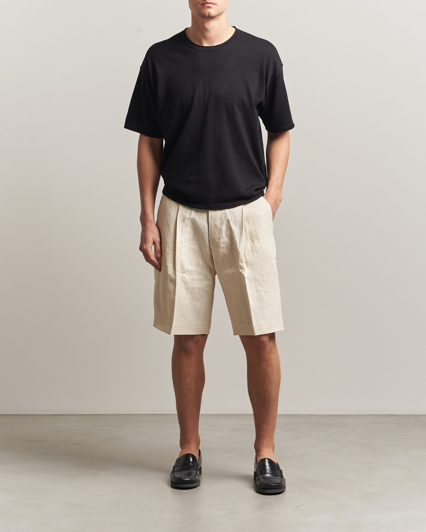 Herr | Shorts | NN07 | Kay Relaxed Fit Linen Drawstring Shorts Oat