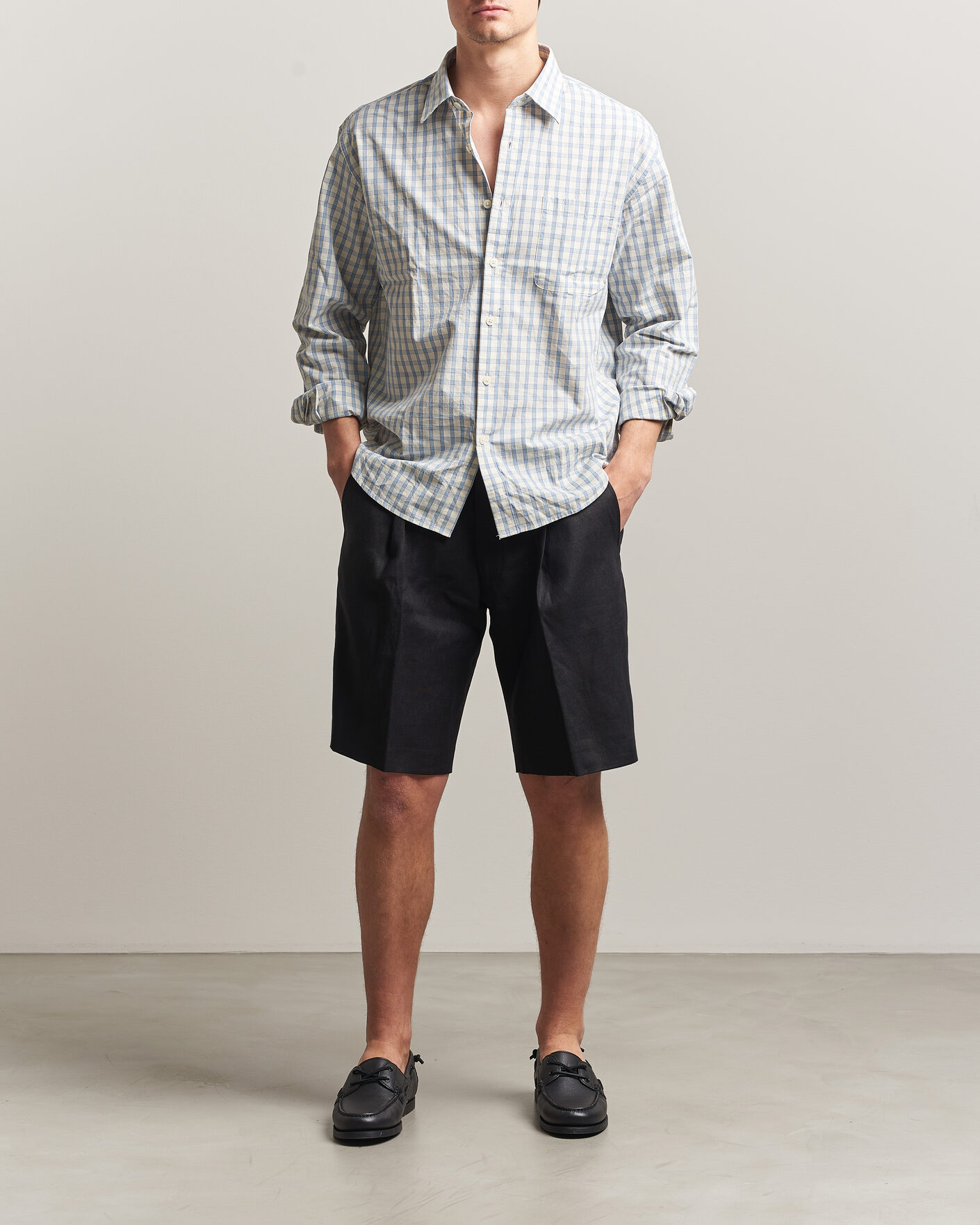 Herr | Shorts | NN07 | Kay Relaxed Fit Linen Drawstring Shorts Black
