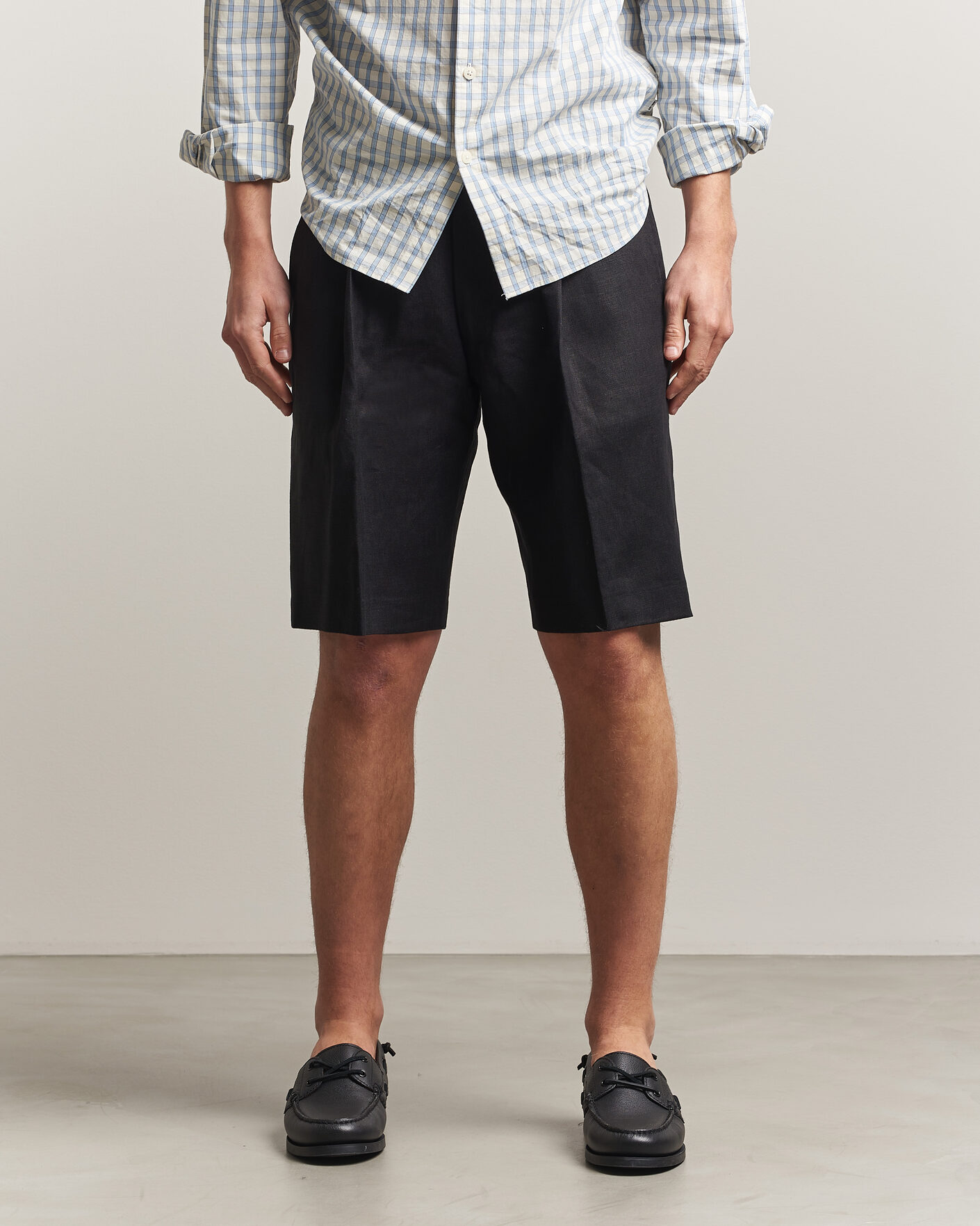 Herr | Shorts | NN07 | Kay Relaxed Fit Linen Drawstring Shorts Black
