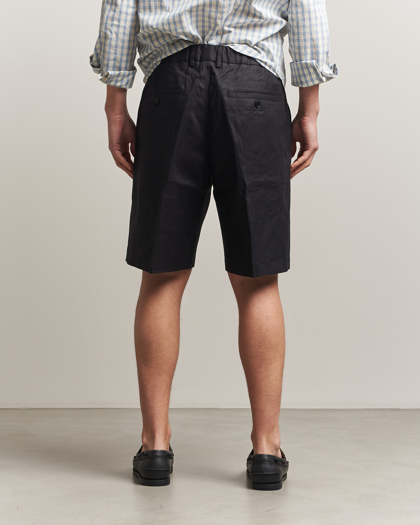 Herr | Shorts | NN07 | Kay Relaxed Fit Linen Drawstring Shorts Black