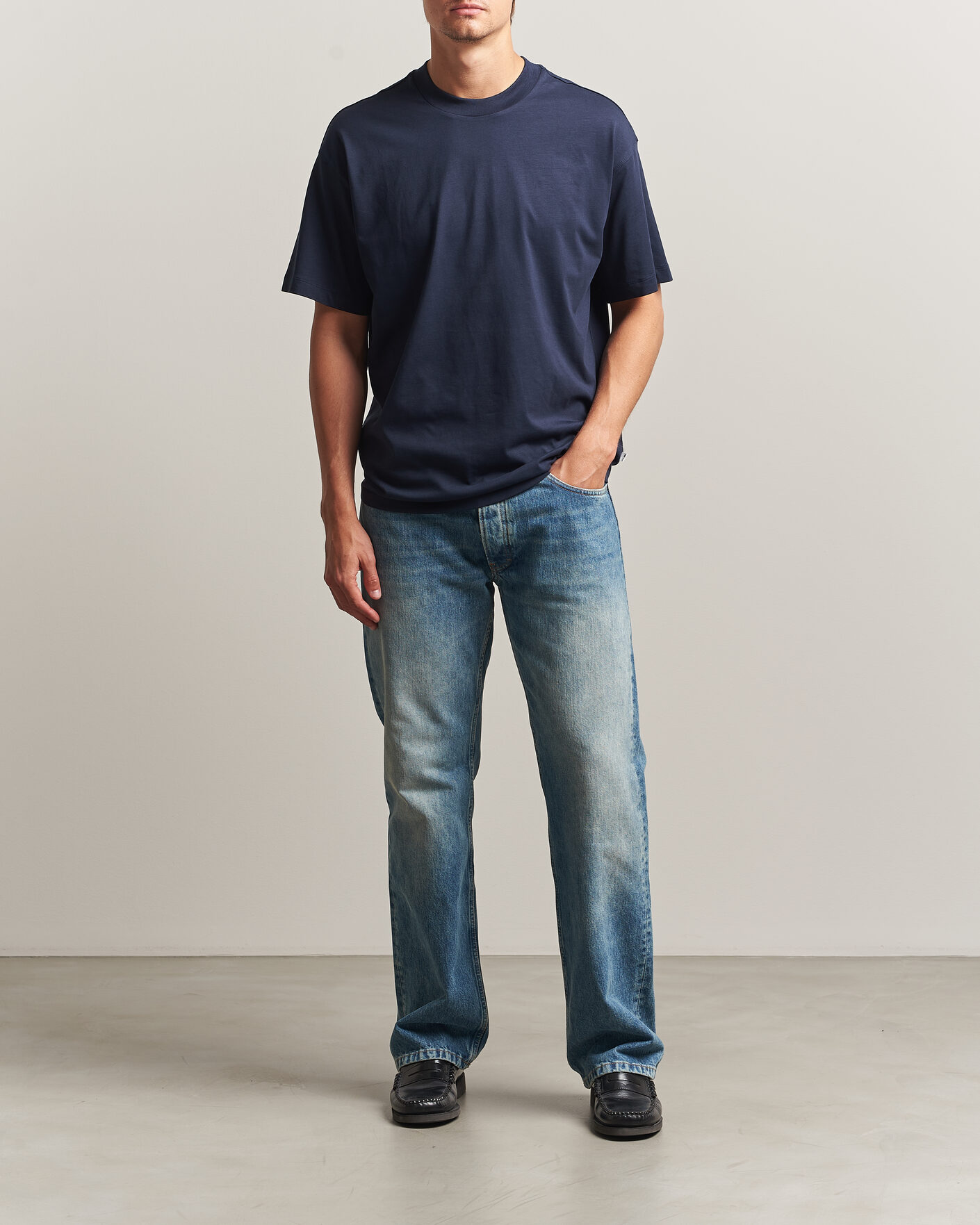 Herr | T-Shirts | NN07 | Lionel Suvin Cotton Crew Neck T-Shirt Navy Blue