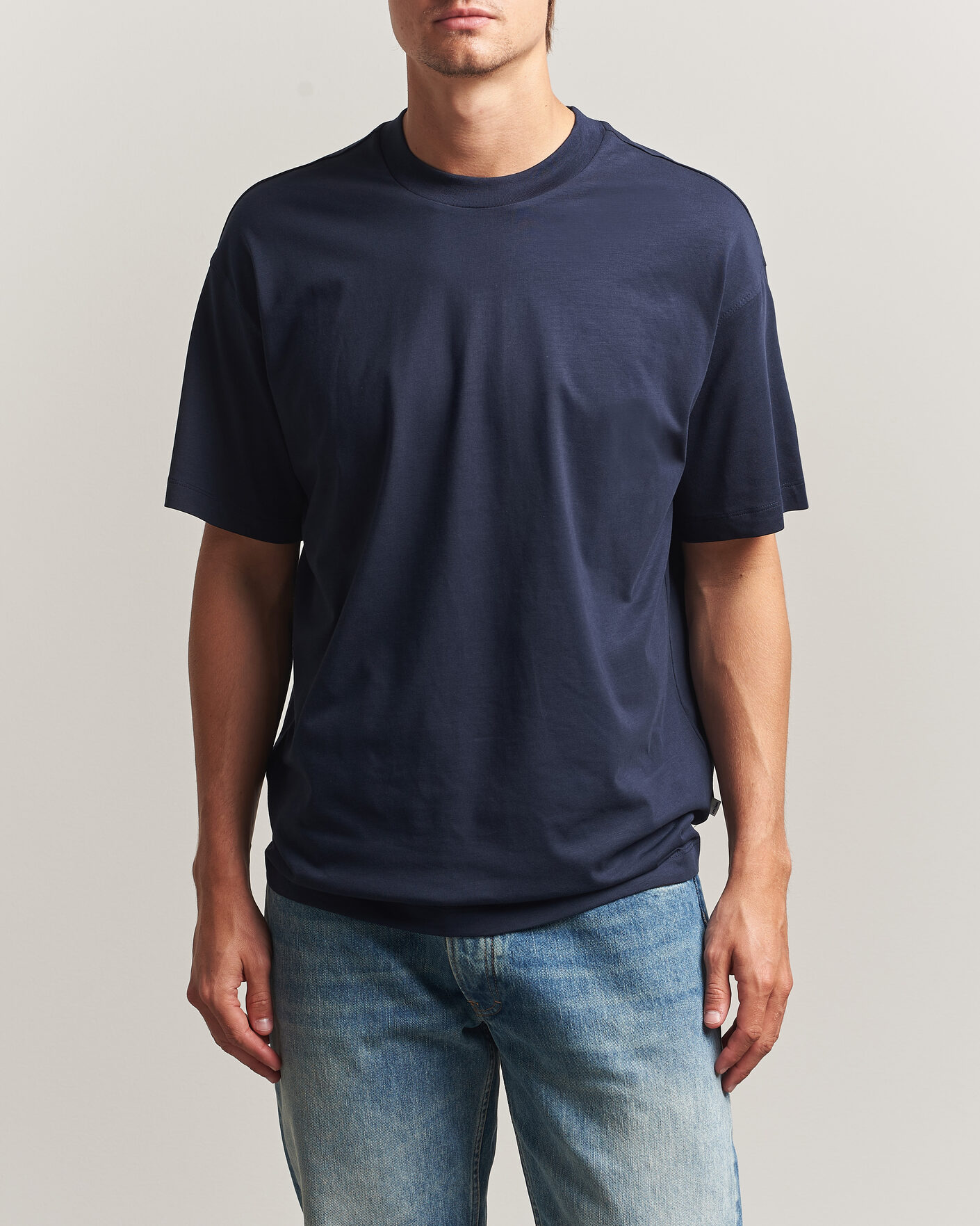 Herr | T-Shirts | NN07 | Lionel Suvin Cotton Crew Neck T-Shirt Navy Blue