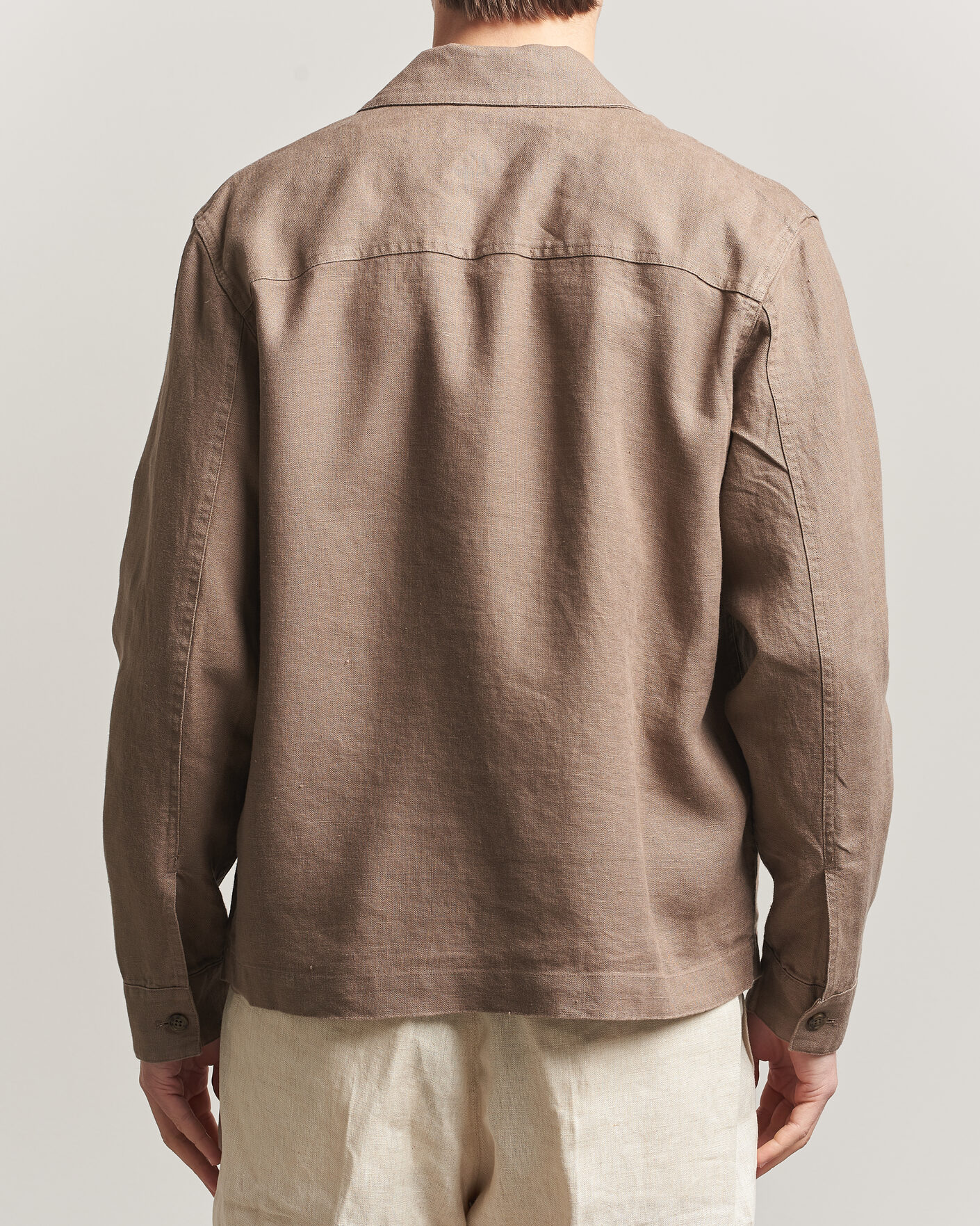 Herr | Skjortor | NN07 | Alban Linen Full Zip Overshirt Clay Mirage