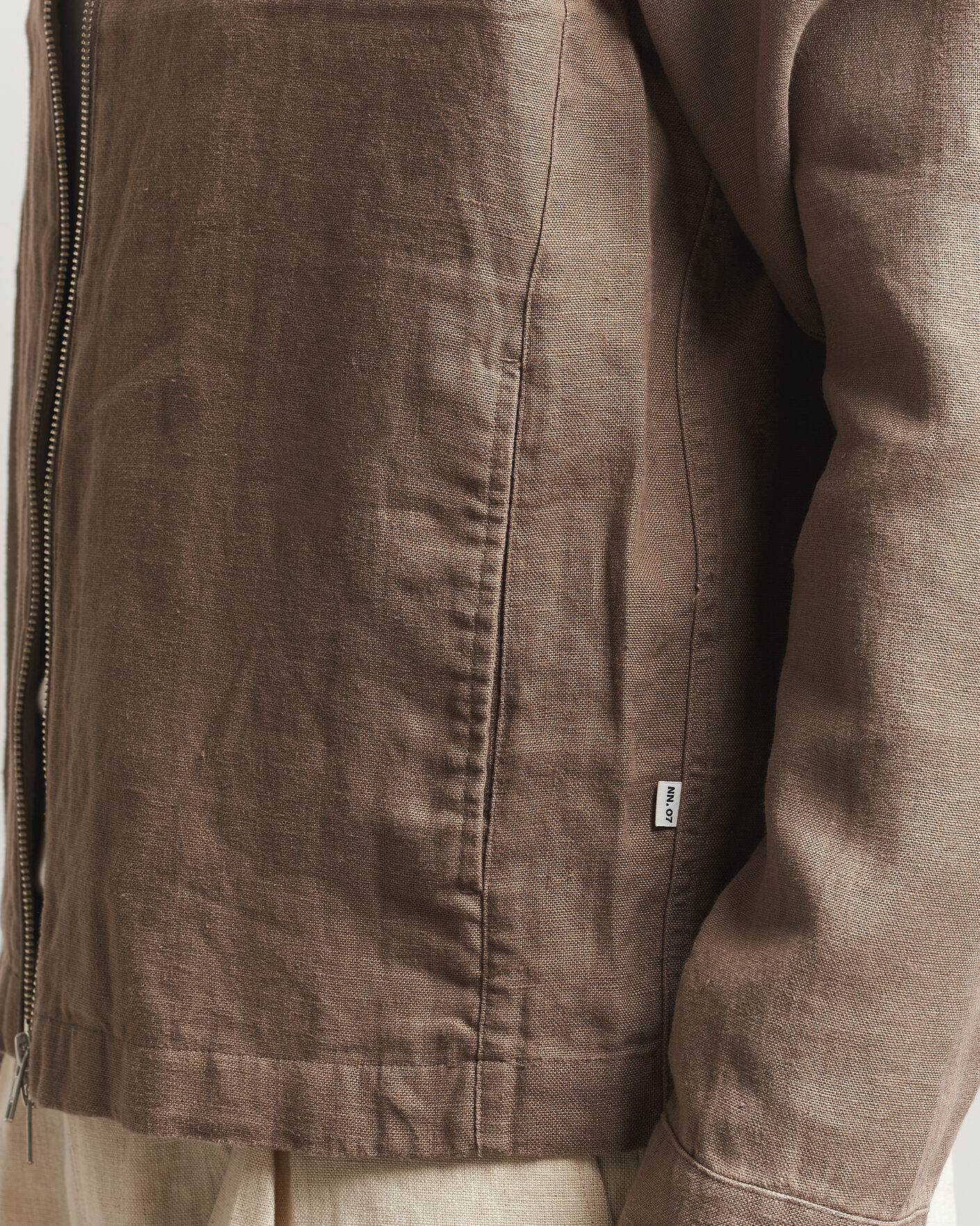 Herr | Skjortor | NN07 | Alban Linen Full Zip Overshirt Clay Mirage