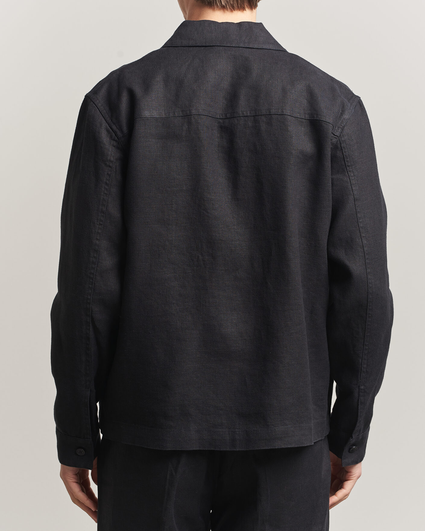 Herr | Skjortor | NN07 | Alban Linen Full Zip Overshirt Black