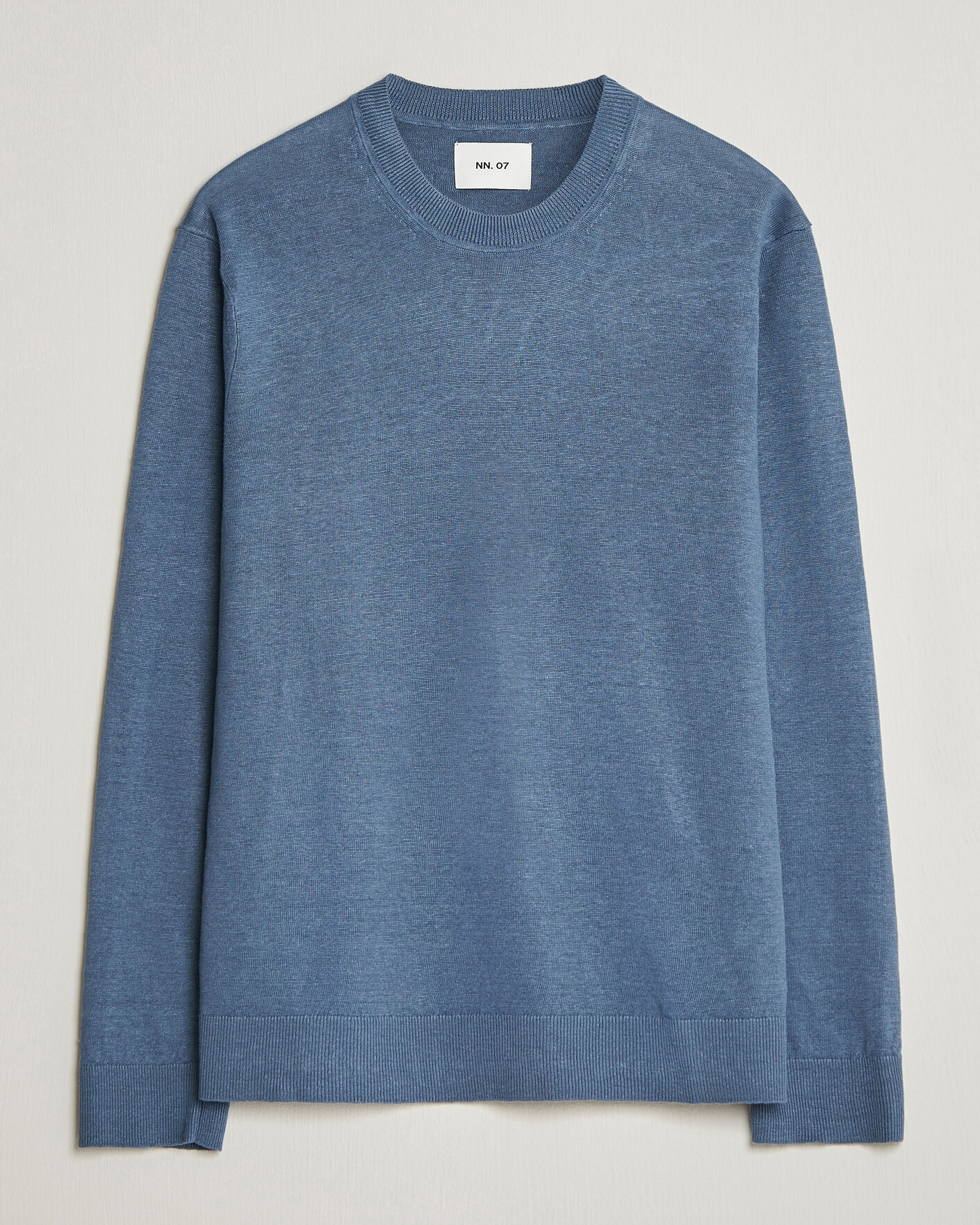 Herr | Tröjor | NN07 | Ted Linen Knitted Sweater Stone Blue