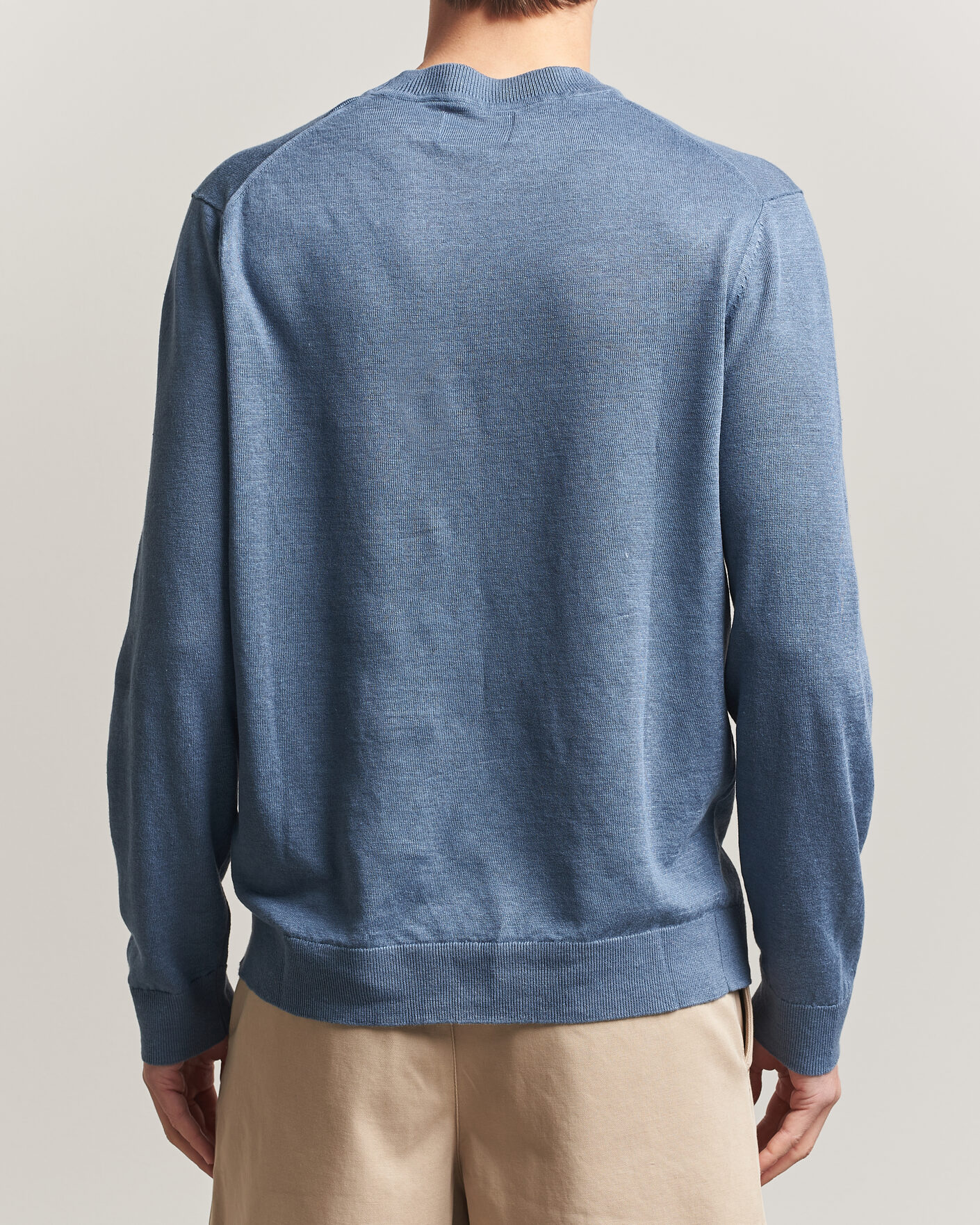 Herr | Tröjor | NN07 | Ted Linen Knitted Sweater Stone Blue
