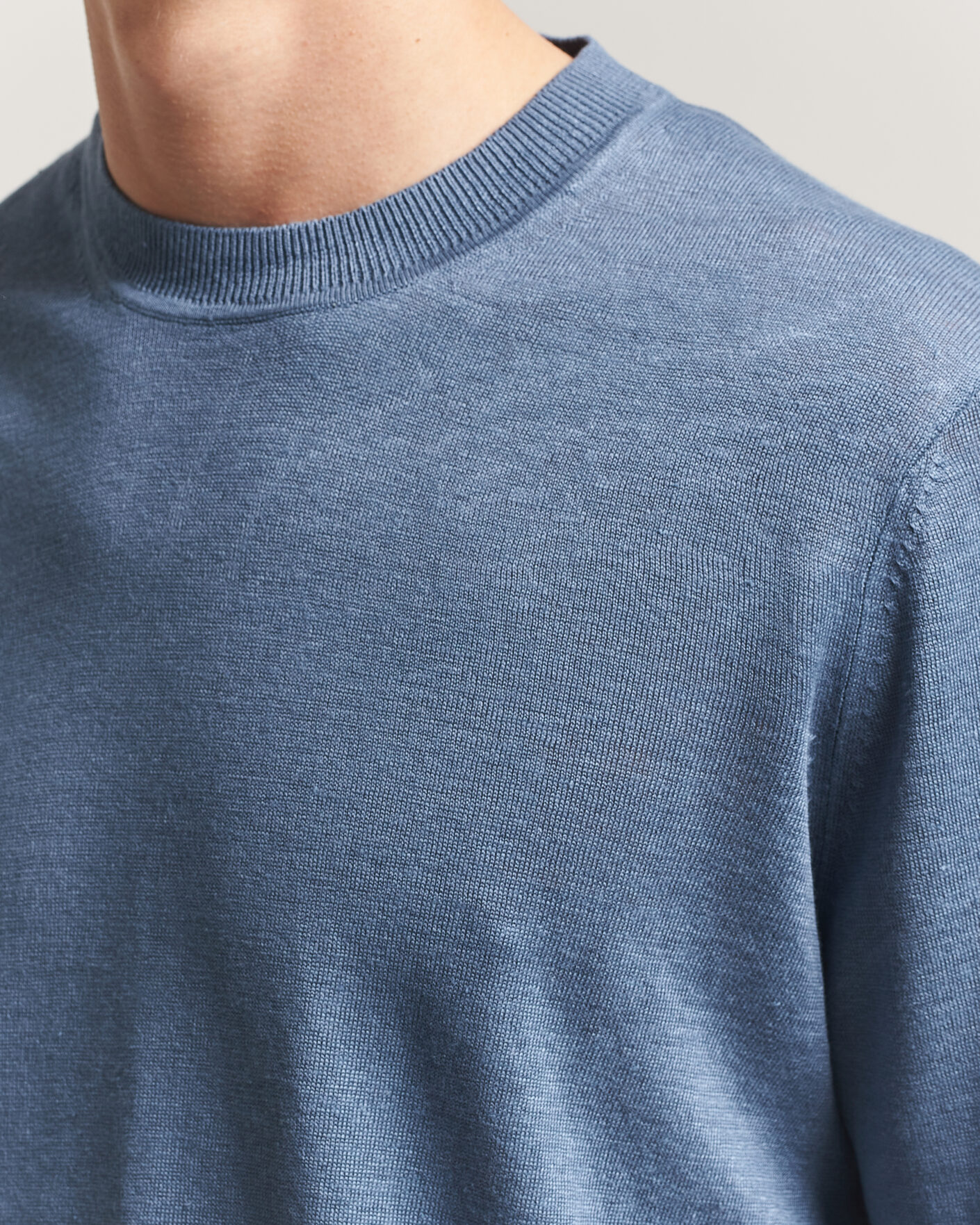 Herr | Tröjor | NN07 | Ted Linen Knitted Sweater Stone Blue