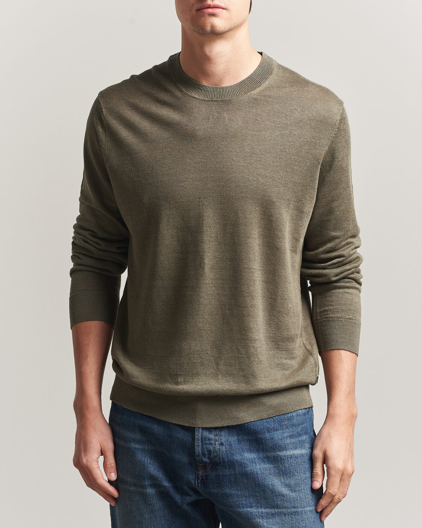 Herr | Tröjor | NN07 | Ted Linen Knitted Sweater Capers Green