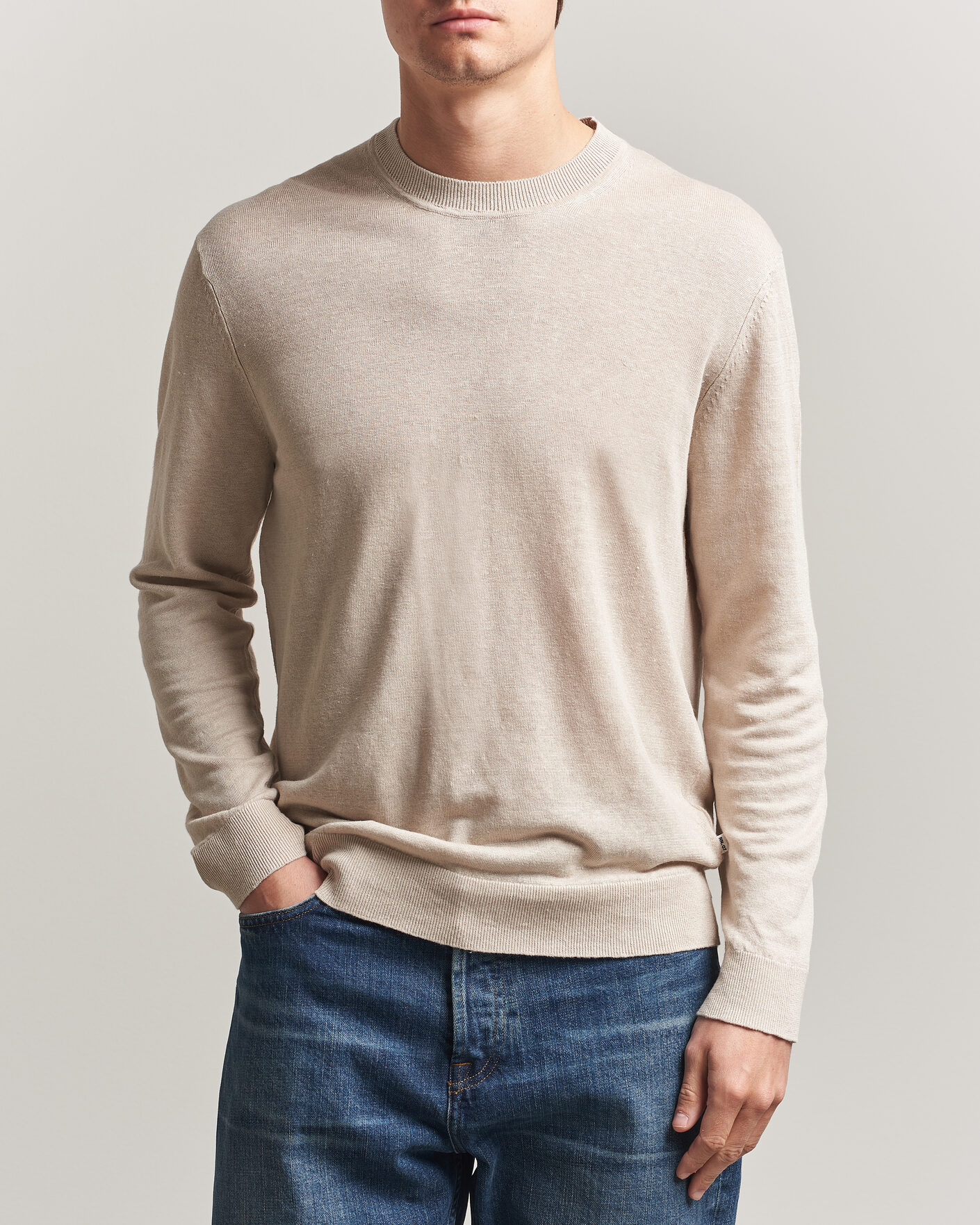 Herr | Tröjor | NN07 | Ted Linen Knitted Sweater Oat