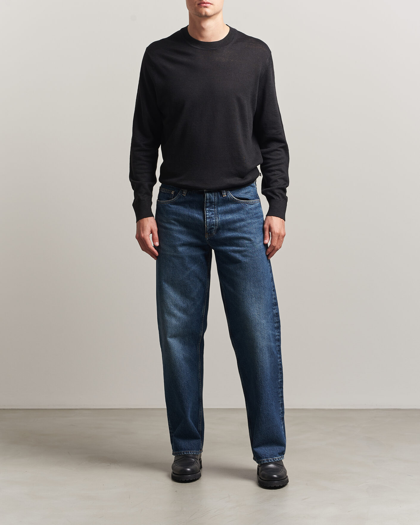 Herr | Tröjor | NN07 | Ted Linen Knitted Sweater Black