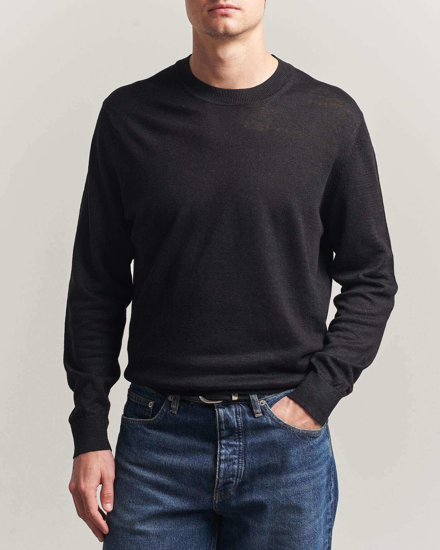 Herr | Tröjor | NN07 | Ted Linen Knitted Sweater Black