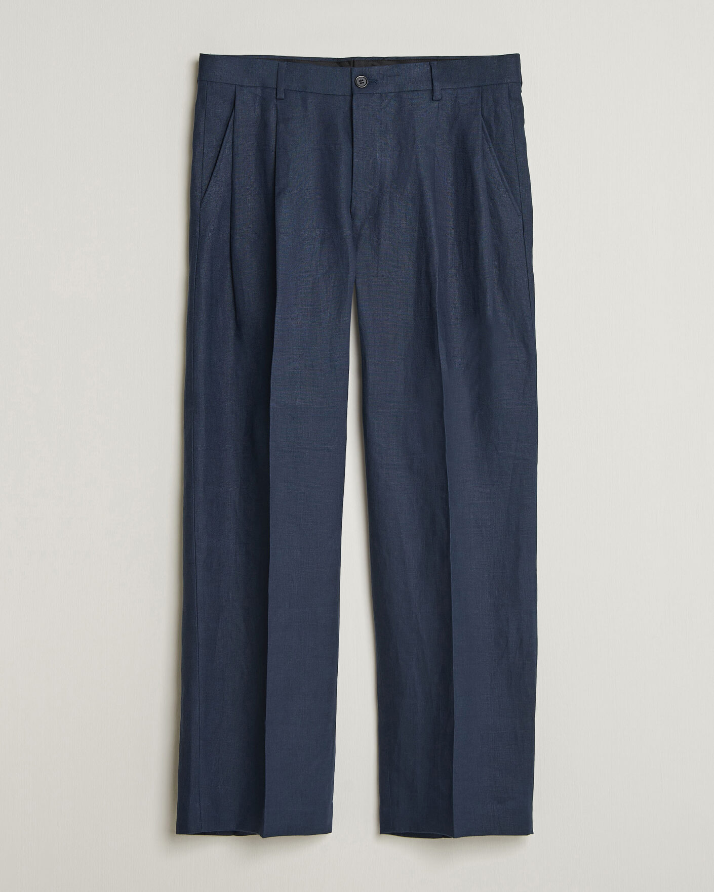 Herr |  | NN07 | Justin Linen Double Pleated Trousers Navy Blue