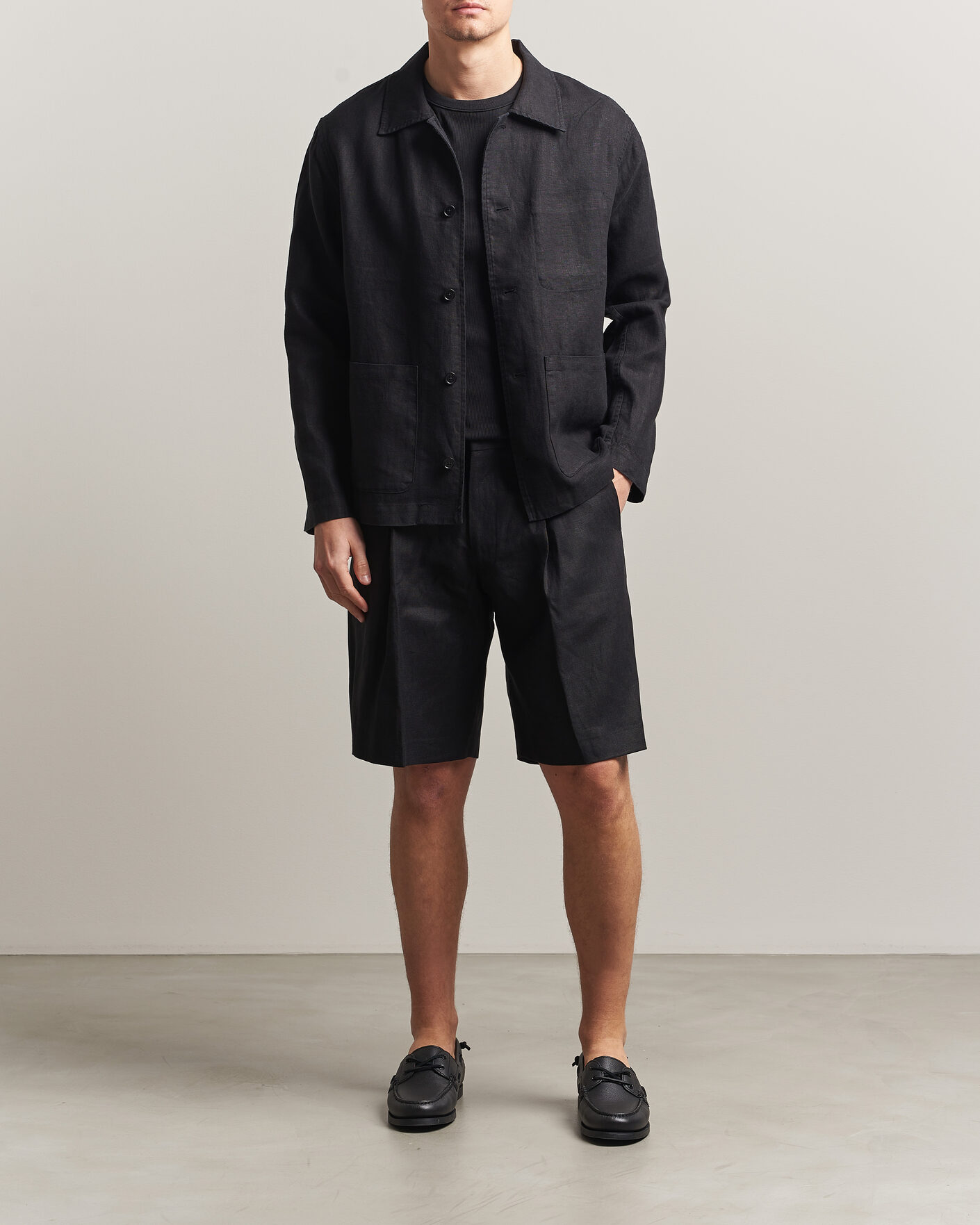 Herr | Skjortor | NN07 | Morgan Linen Overshirt Black