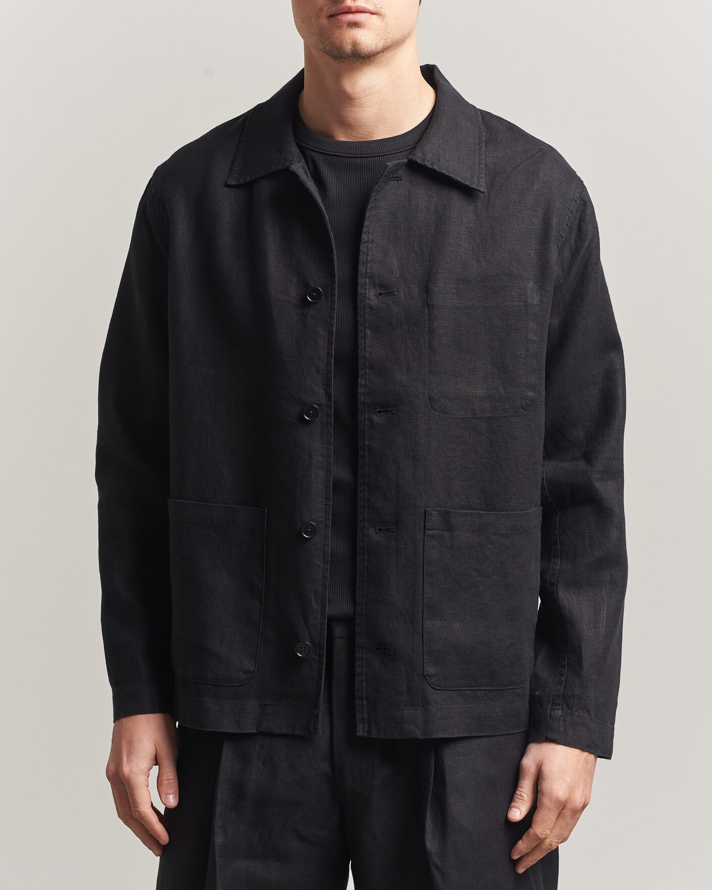 Herr | Skjortor | NN07 | Morgan Linen Overshirt Black