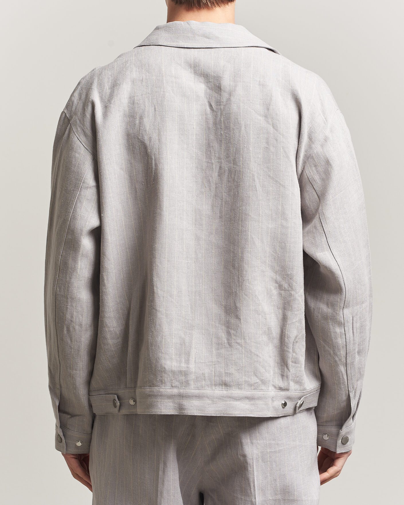 Herr | Skjortor | NN07 | Petrus Pinstriped Linen Full Zip Overshirt Grey