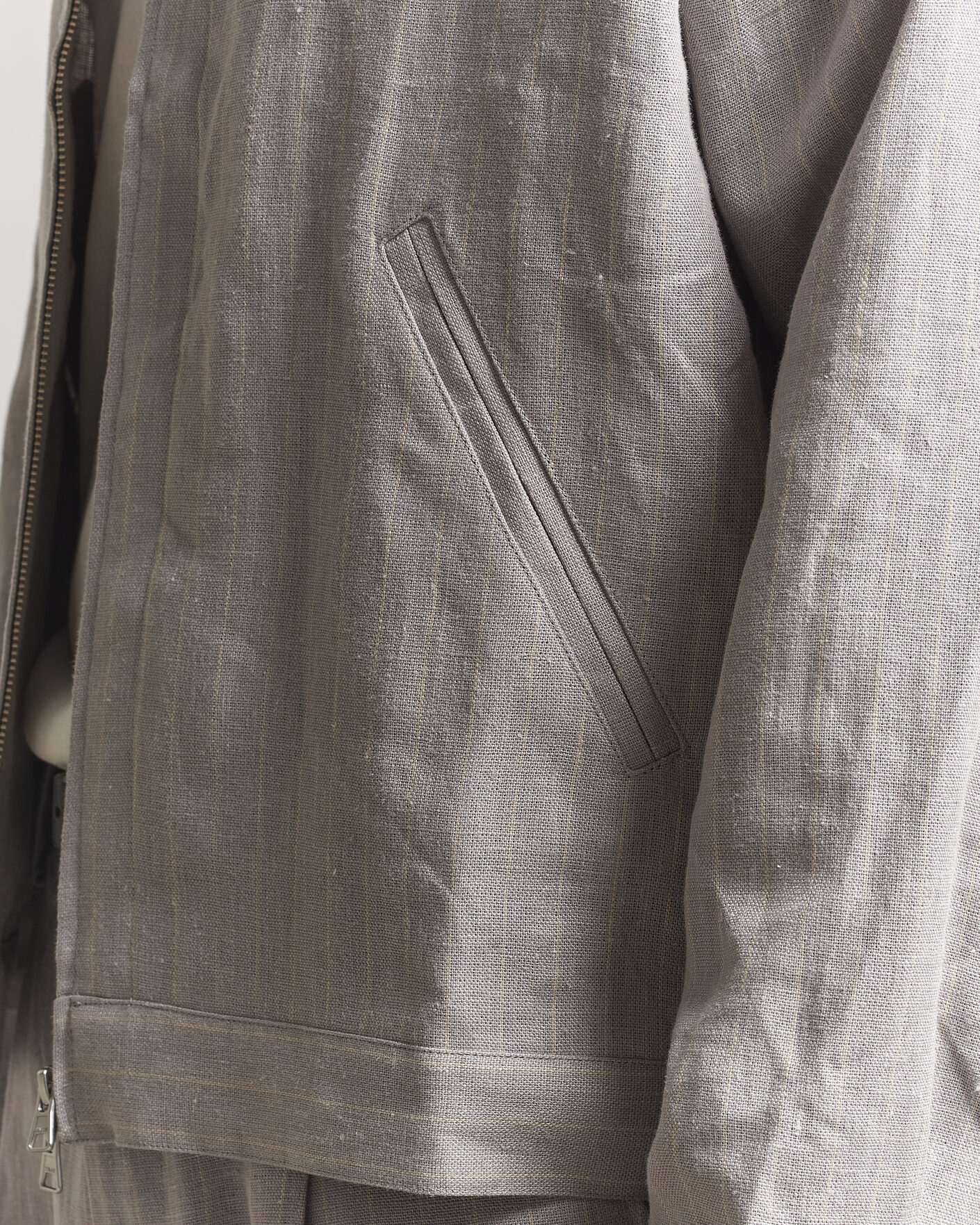 Herr | Skjortor | NN07 | Petrus Pinstriped Linen Full Zip Overshirt Grey