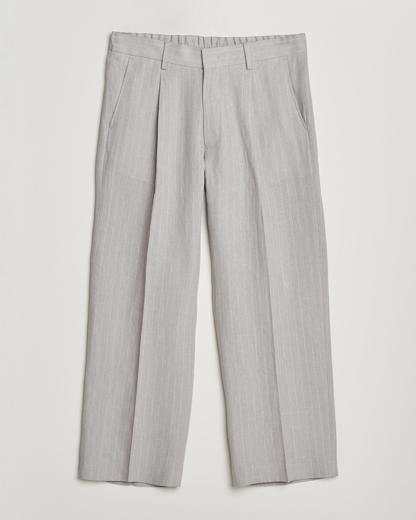 Herr |  | NN07 | Kay Pinstriped Pleated Linen Trousers Grey