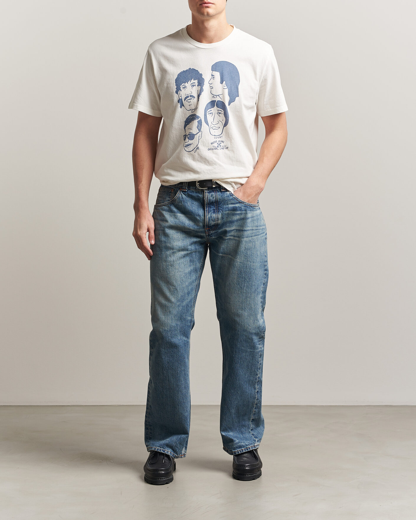Herr | T-Shirts | Nudie Jeans | Roy Fab Four T-Shirt Chalk White