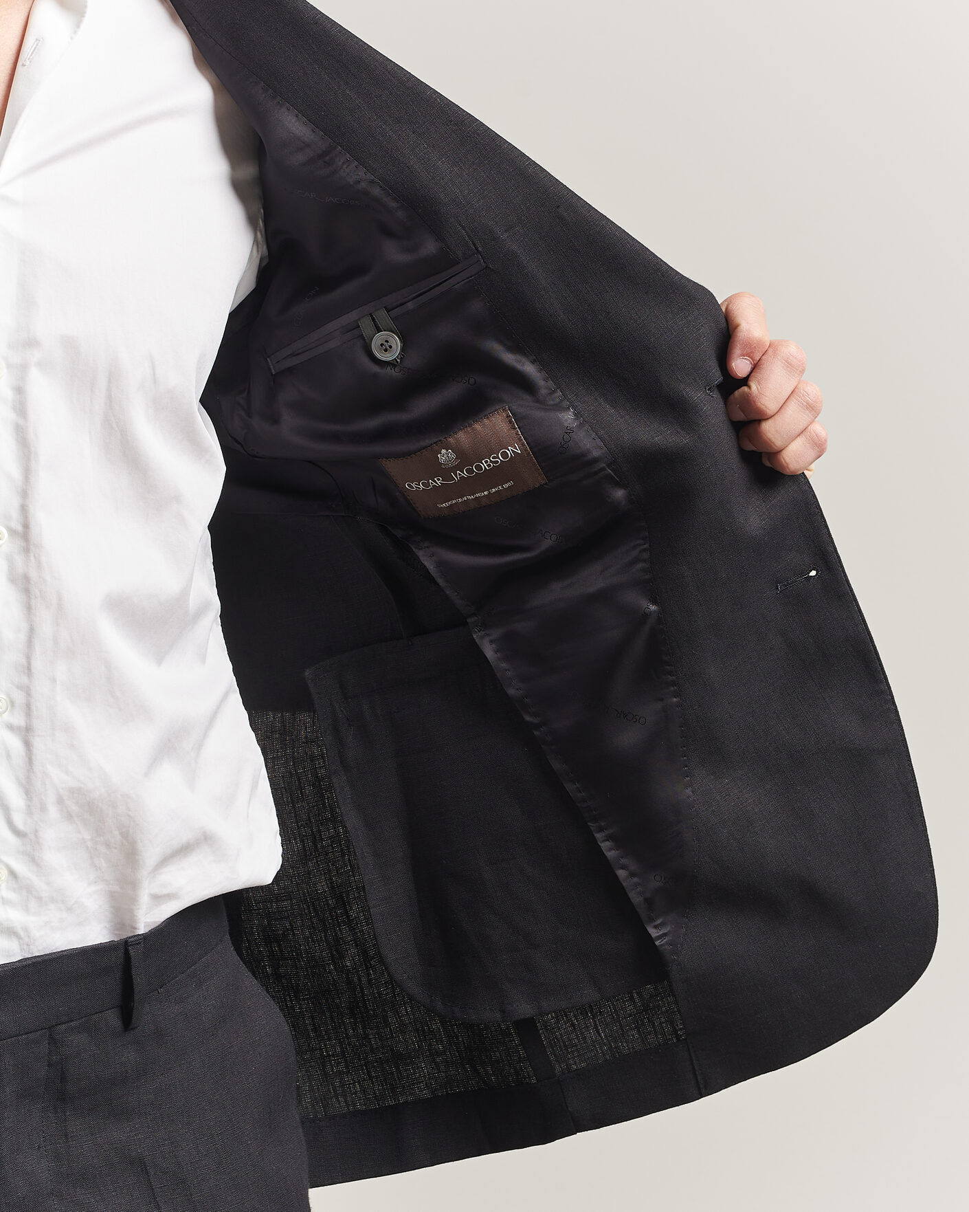 Herr | Kavajer | Oscar Jacobson | Rufus Soft Linen Blazer Black
