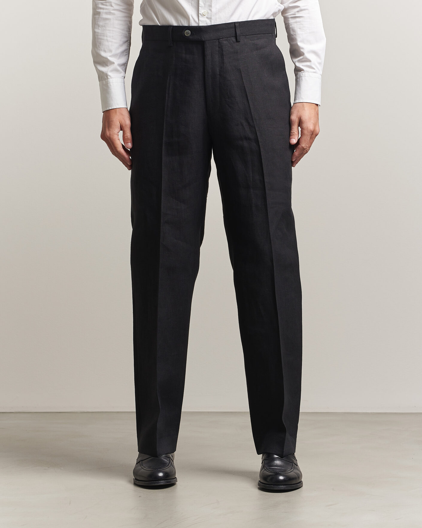 Herr | Byxor | Oscar Jacobson | Dell S Linen Trousers Black