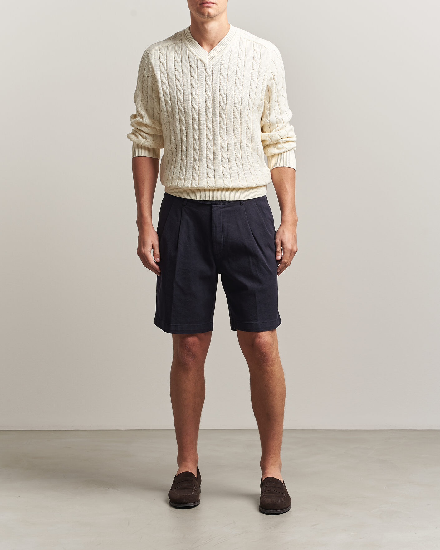 Herr | Shorts | Oscar Jacobson | Tanker Pleat Shorts Navy