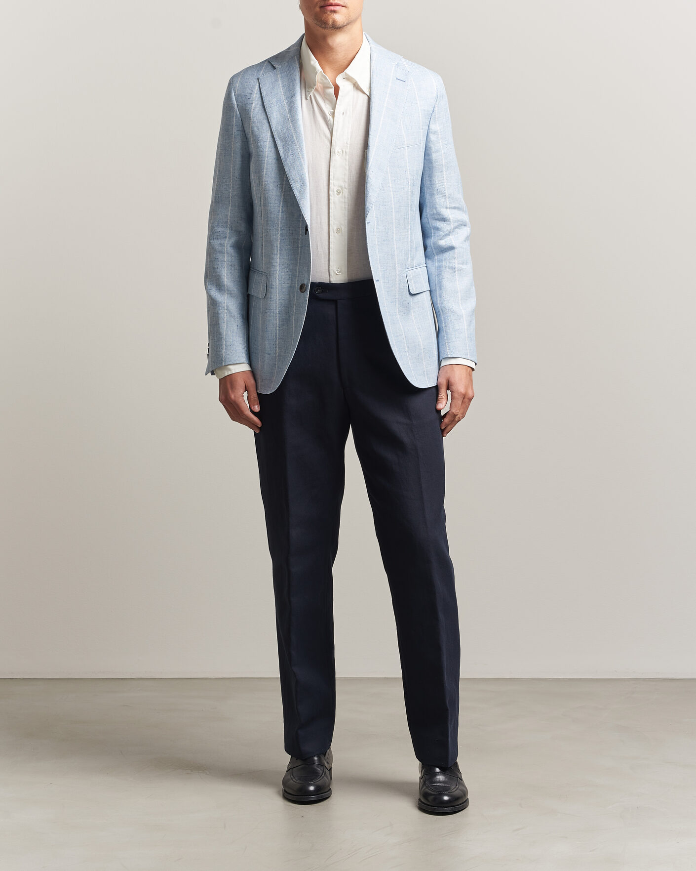 Herr | Kavajer | Oscar Jacobson | Ferry Soft Linen/Cotton Blazer Light Blue