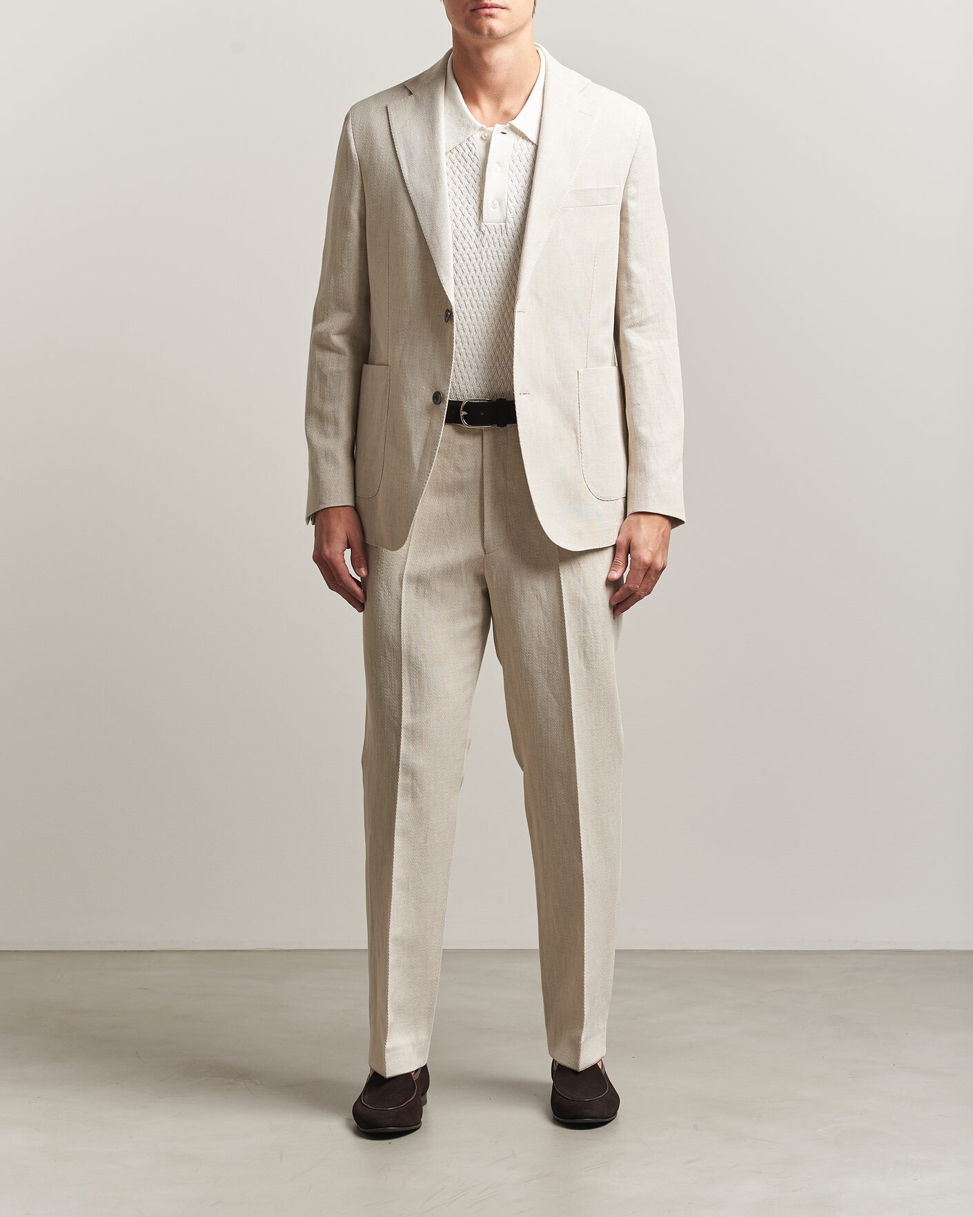 Herr | Kavajer | Oscar Jacobson | Ferry Patch Cotton/Linen Blazer Off White