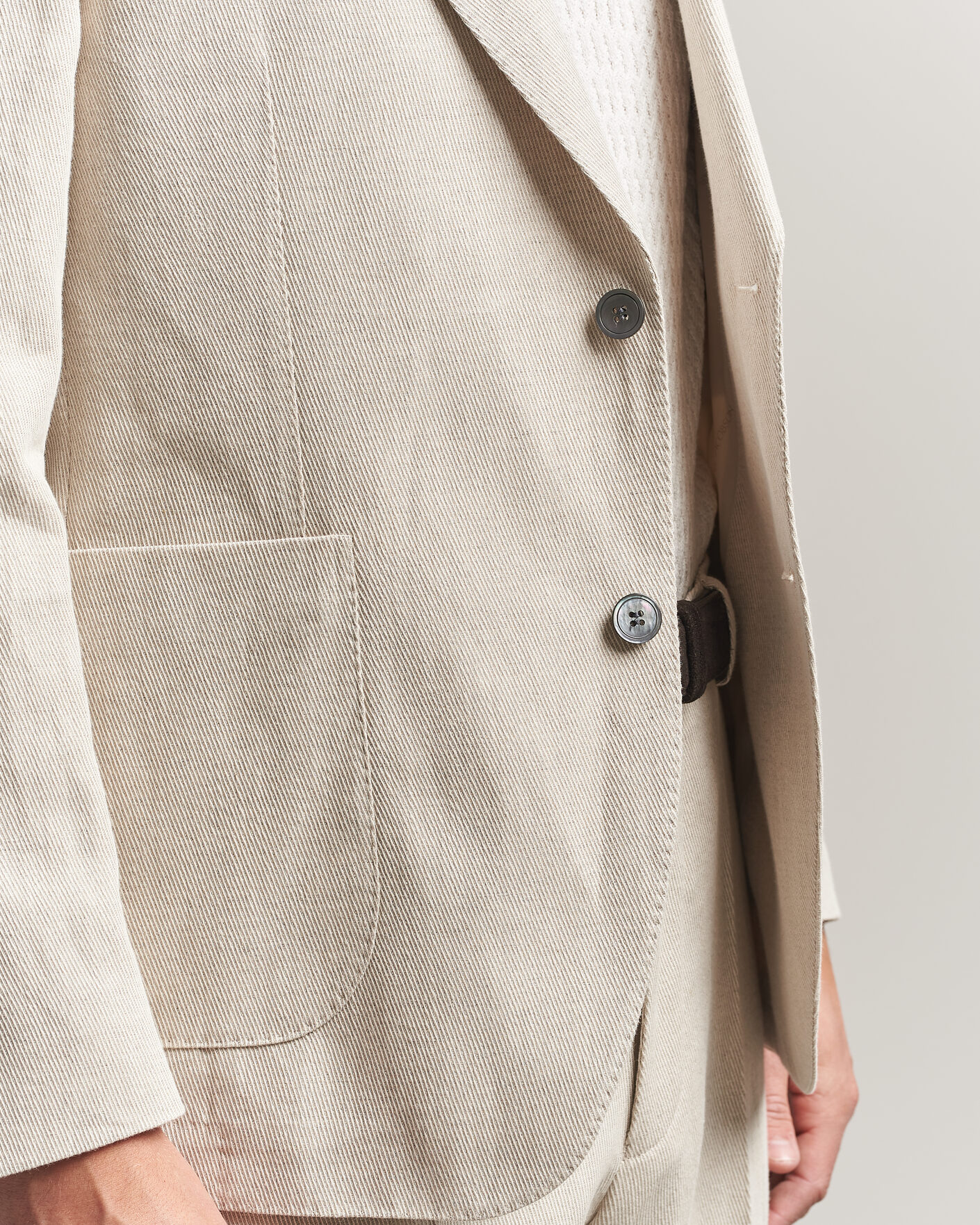 Herr | Kavajer | Oscar Jacobson | Ferry Patch Cotton/Linen Blazer Off White