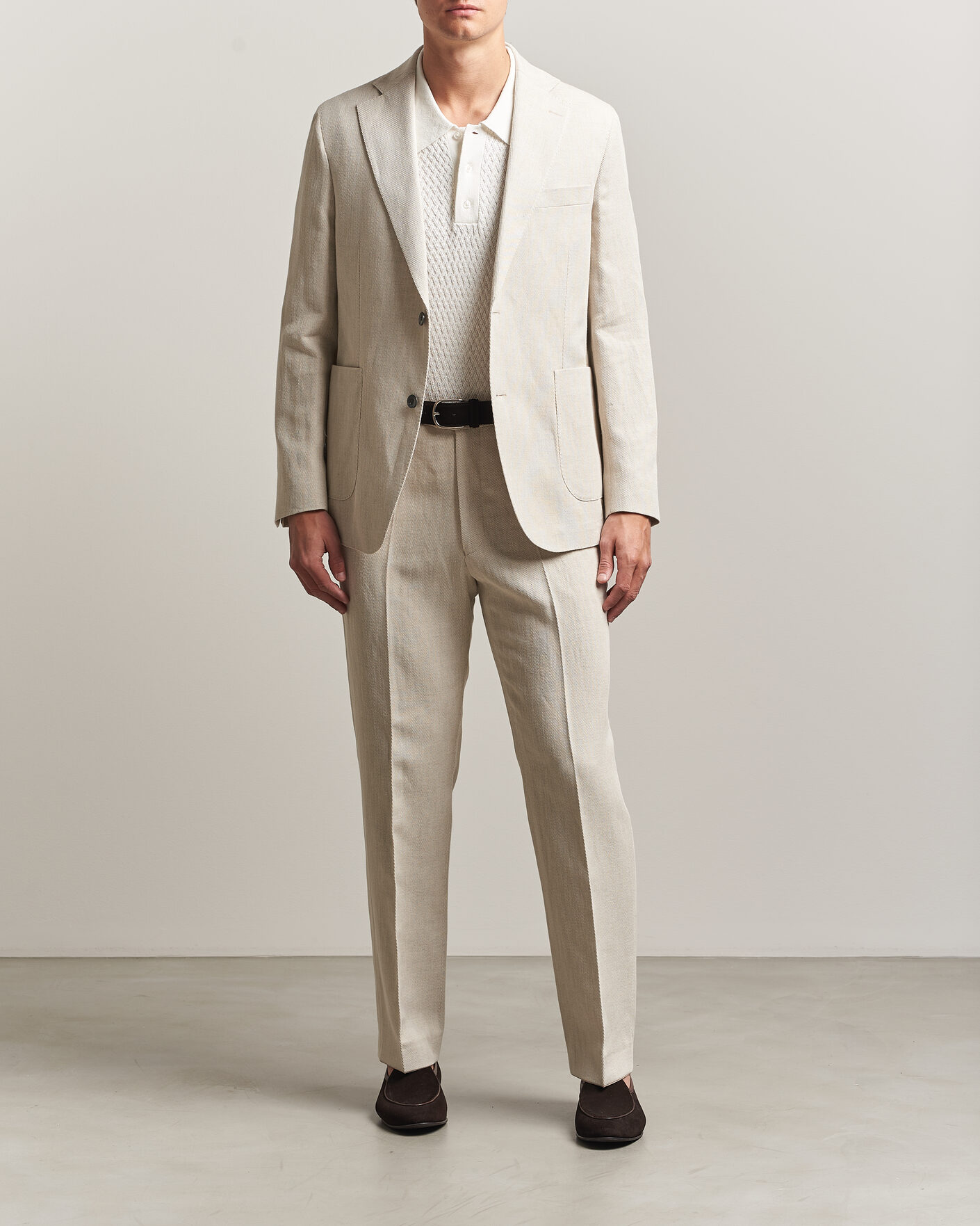 Herr | Byxor | Oscar Jacobson | Dell Cotton/Linen Trousers Off White