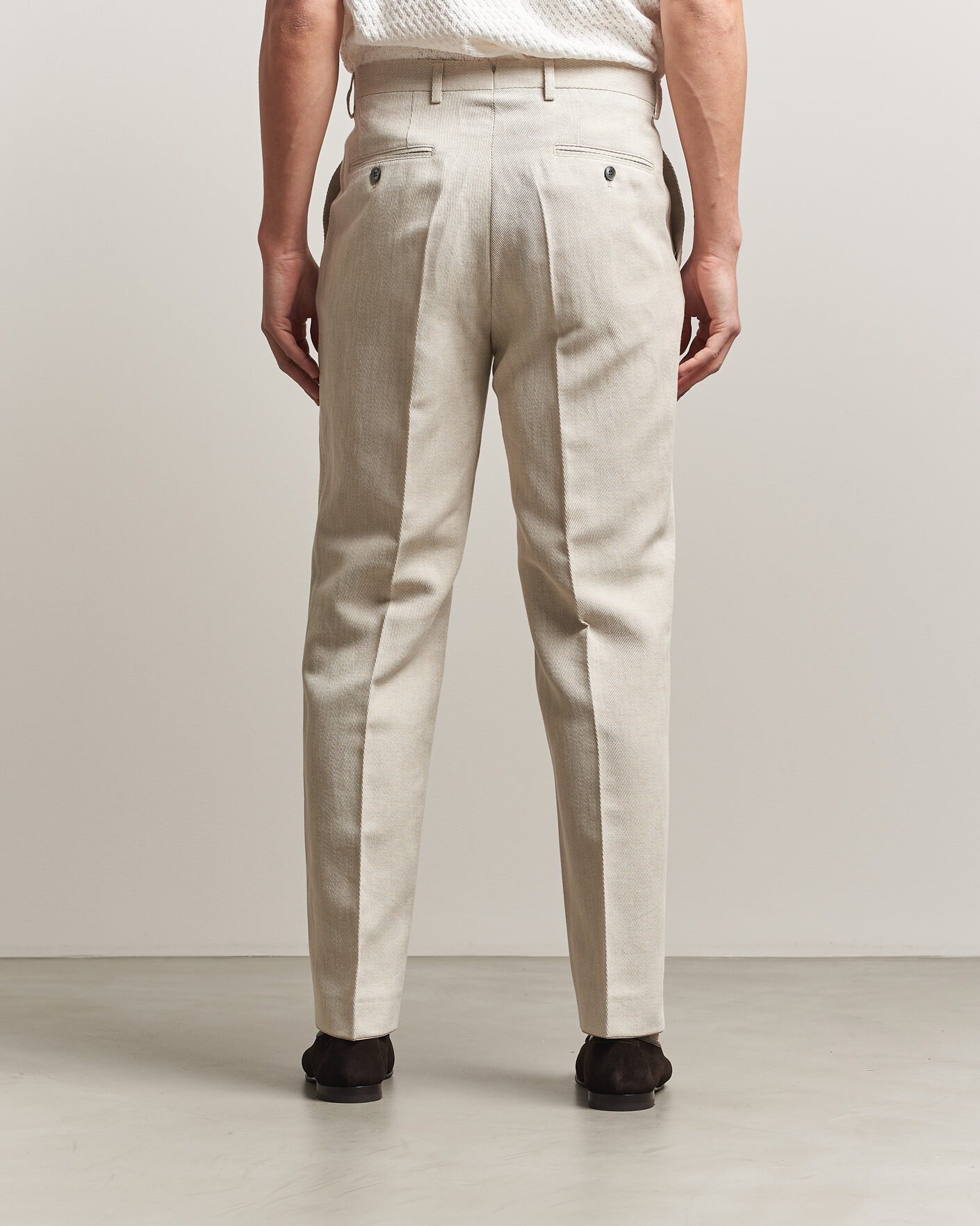Herr | Byxor | Oscar Jacobson | Dell Cotton/Linen Trousers Off White