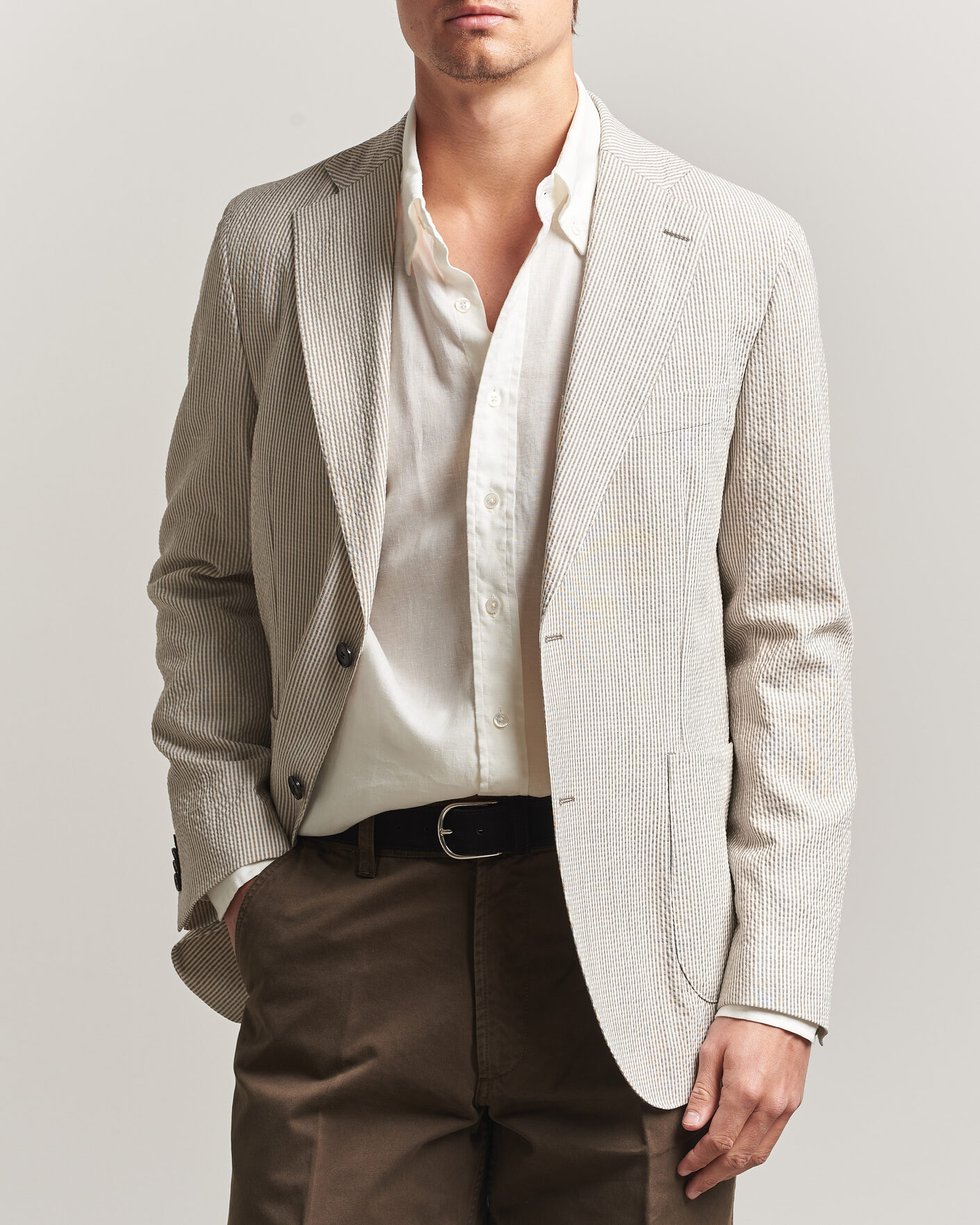 Herr | Kavajer | Oscar Jacobson | Ferry Patch Soft Blazer Brindle Beige