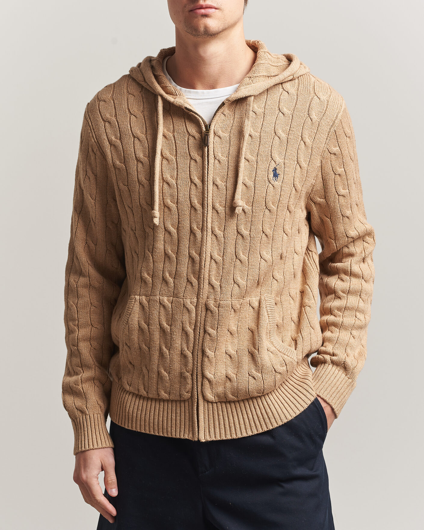 Herr | Tröjor | Polo Ralph Lauren | Knitted Full Zip Sweater Camel Melange