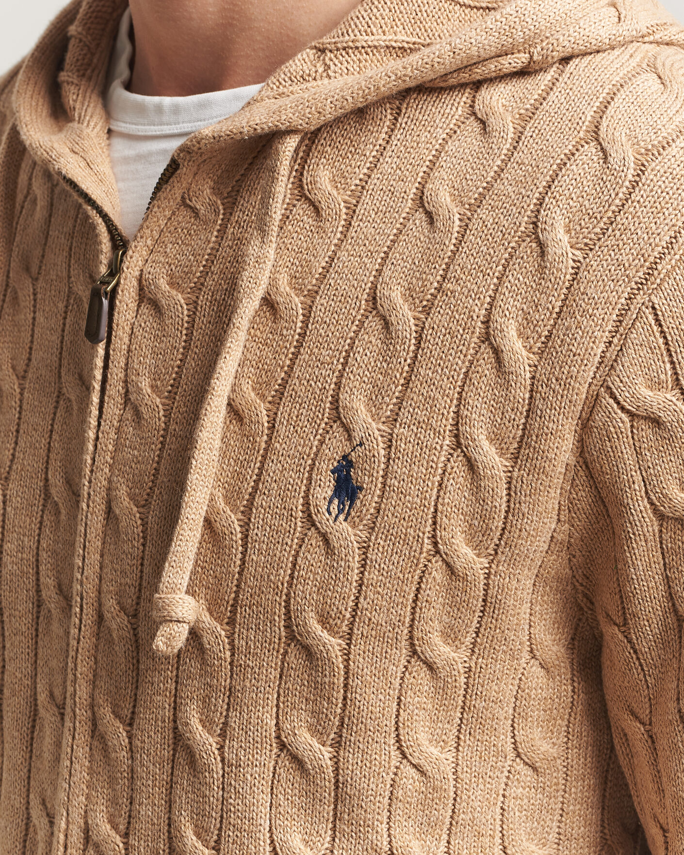 Herr | Tröjor | Polo Ralph Lauren | Knitted Full Zip Sweater Camel Melange