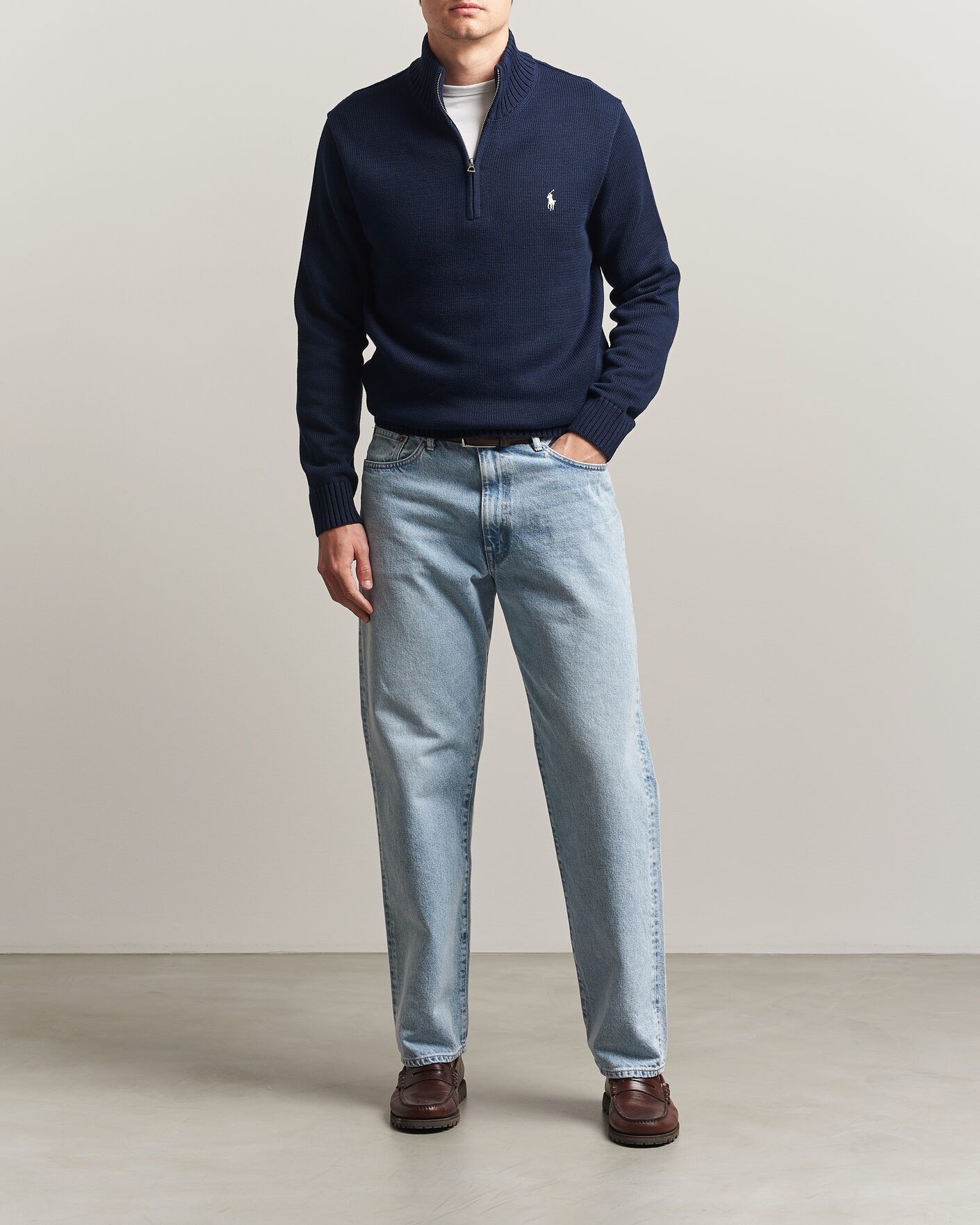 Herr | Tröjor | Polo Ralph Lauren | Cotton Crew Neck Half-Zip Hunter Navy
