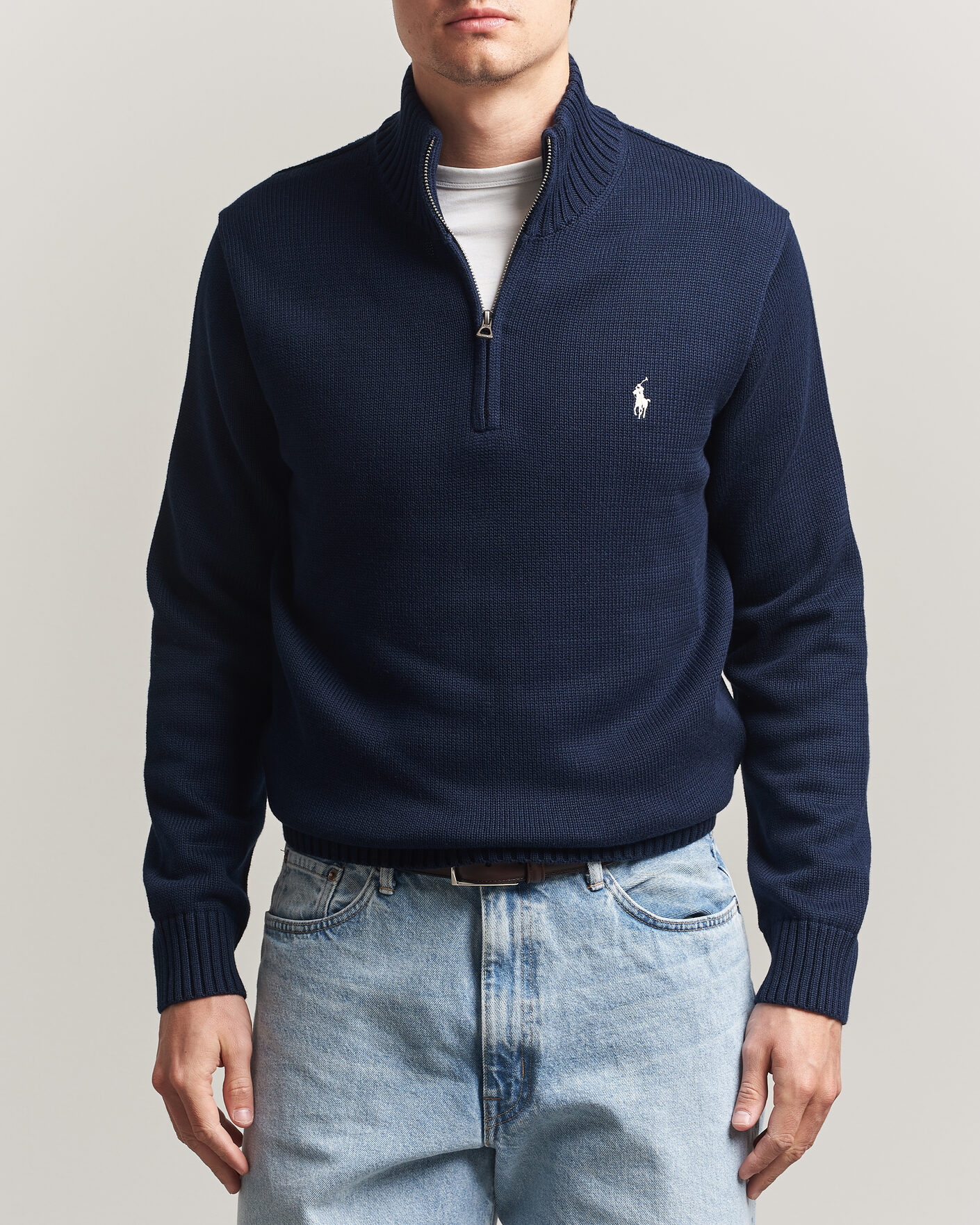 Herr | Tröjor | Polo Ralph Lauren | Cotton Crew Neck Half-Zip Hunter Navy
