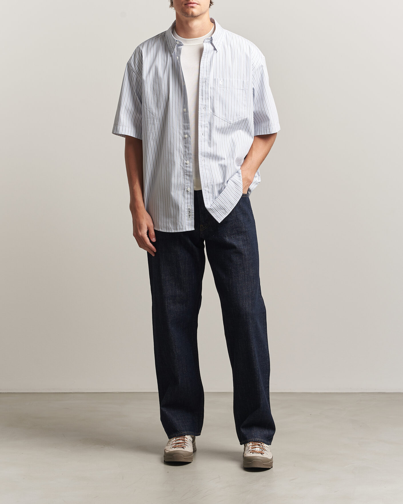 Herr | Skjortor | Carhartt WIP | Short Sleeve Keene Cotton/Poplin Shirt White