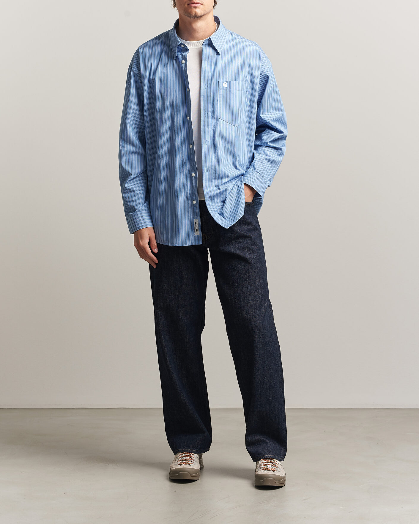 Herr | Skjortor | Carhartt WIP | Keen Striped Cotton Poplin Shirt Curacao
