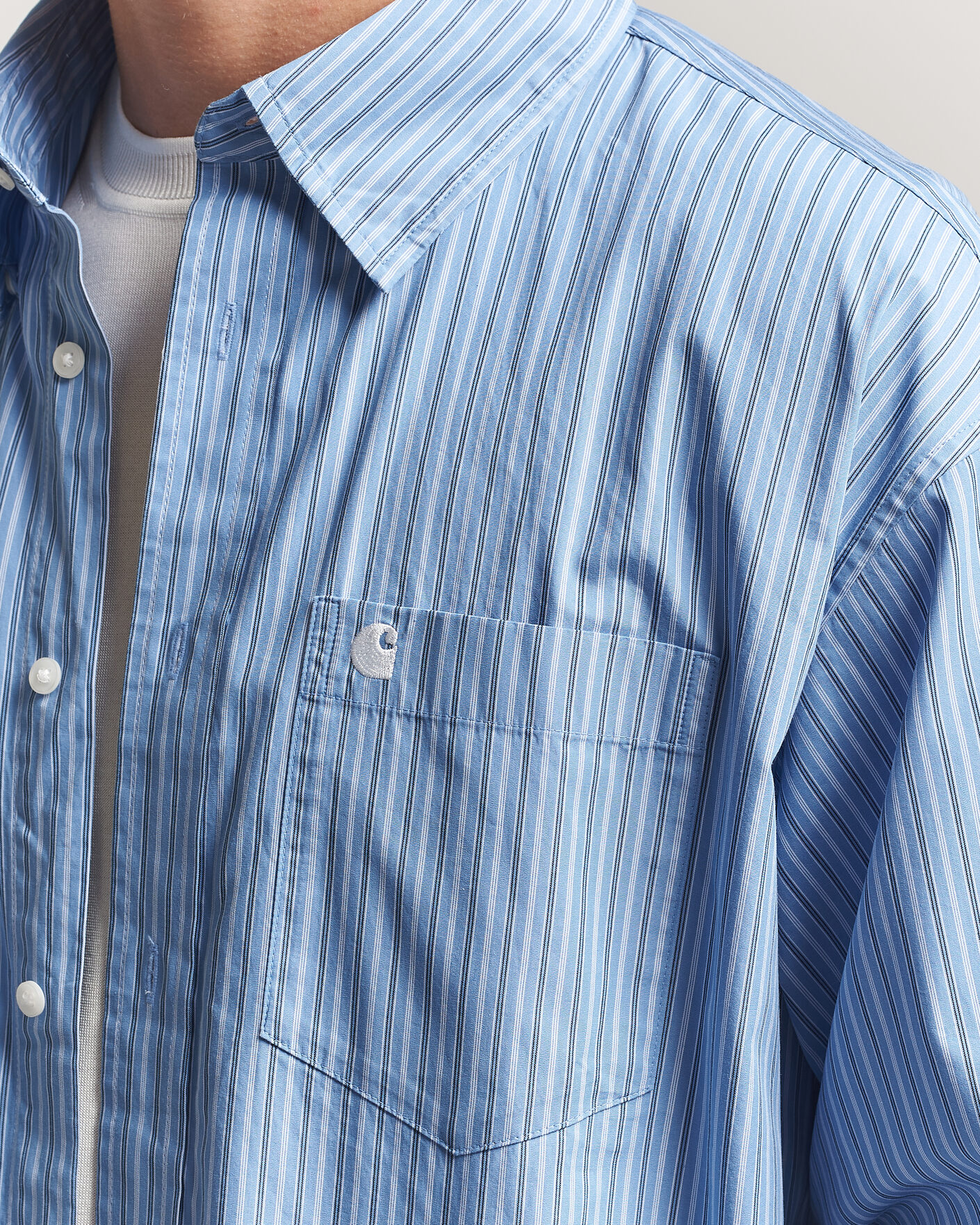 Herr | Skjortor | Carhartt WIP | Keen Striped Cotton Poplin Shirt Curacao