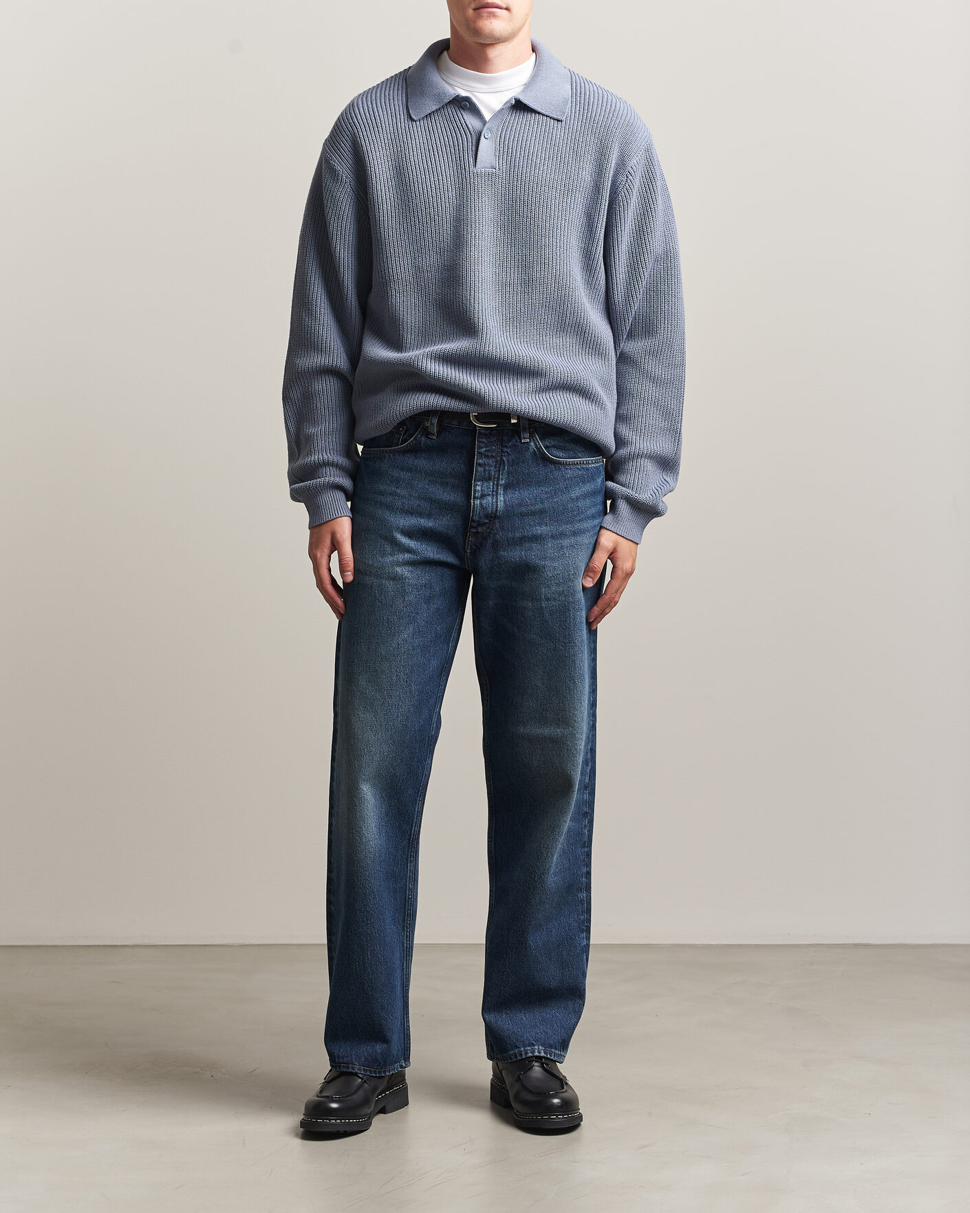 Herr | Tröjor | Carhartt WIP | Miles Knitted Cotton Polo Shad Blue
