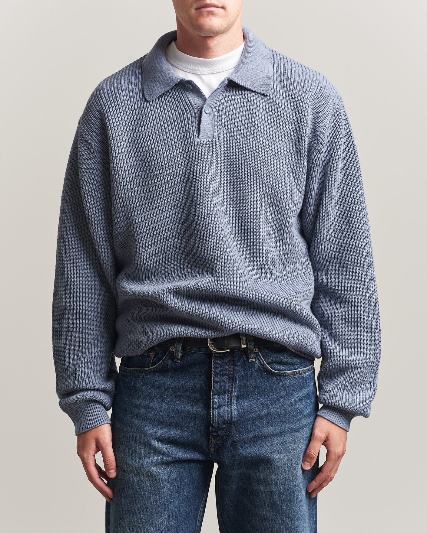 Herr | Tröjor | Carhartt WIP | Miles Knitted Cotton Polo Shad Blue