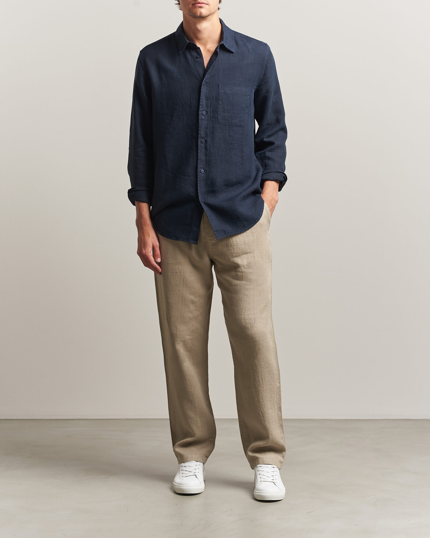Herr | Byxor | Samsøe Samsøe | Jabari Linen Drawstring Trousers Aluminum