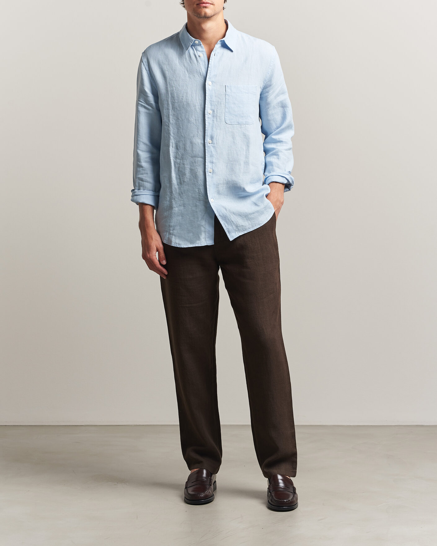 Herr | Byxor | Samsøe Samsøe | Jabari Linen Drawstring Trousers Turkish Coffee