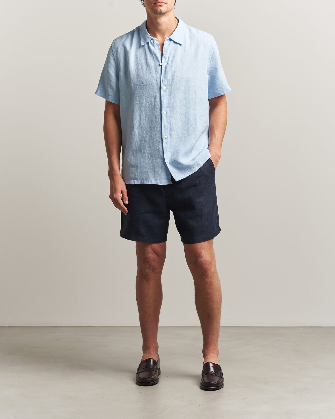 Herr | Shorts | Samsøe Samsøe | Jabari Linen Drawstring Shorts Salute Navy