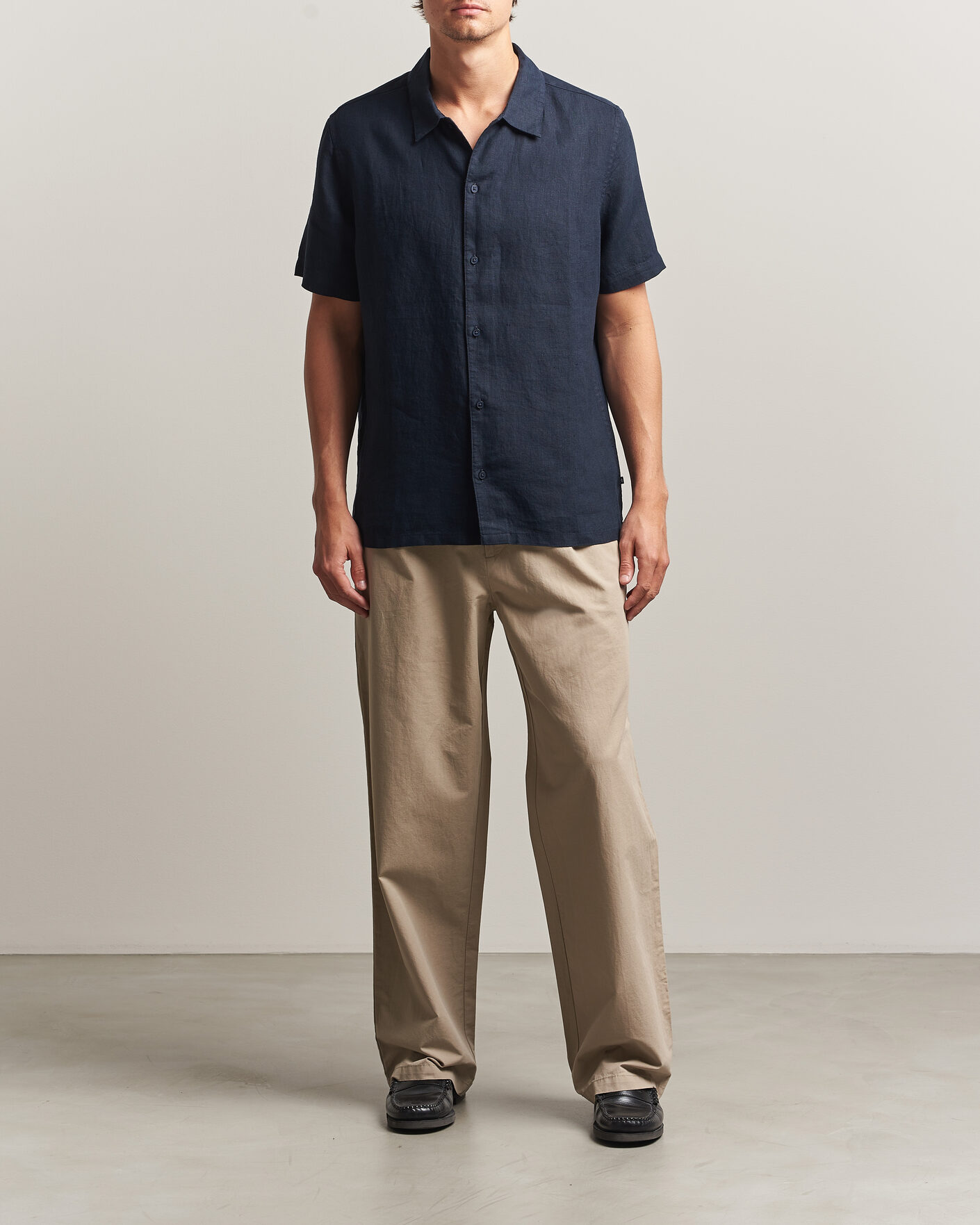 Herr | Skjortor | Samsøe Samsøe | Avan Linen Short Sleeve Shirt Salute Navy
