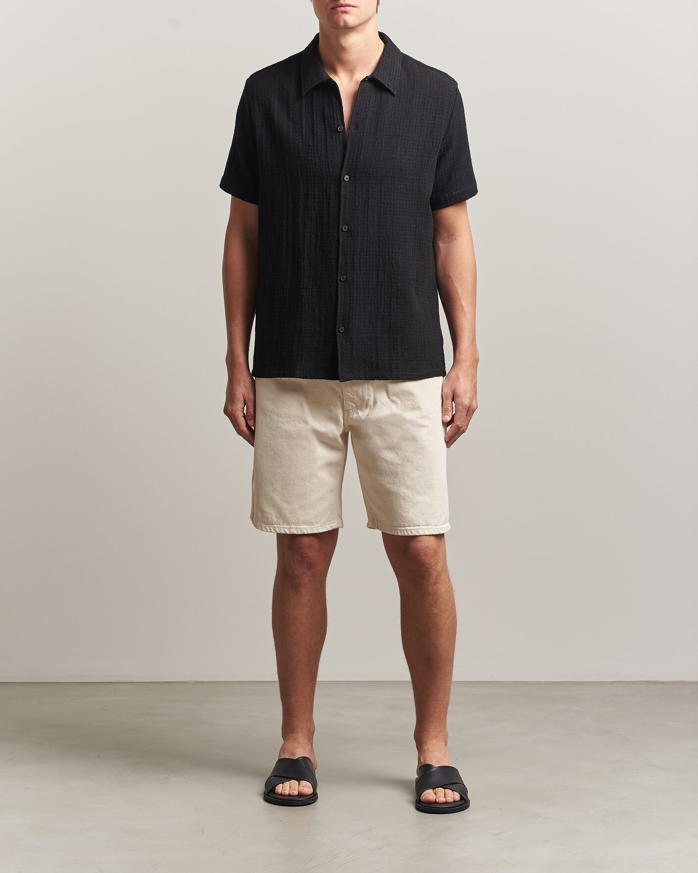 Herr | Skjortor | Samsøe Samsøe | Avan Structured Short Sleeve Shirt Black