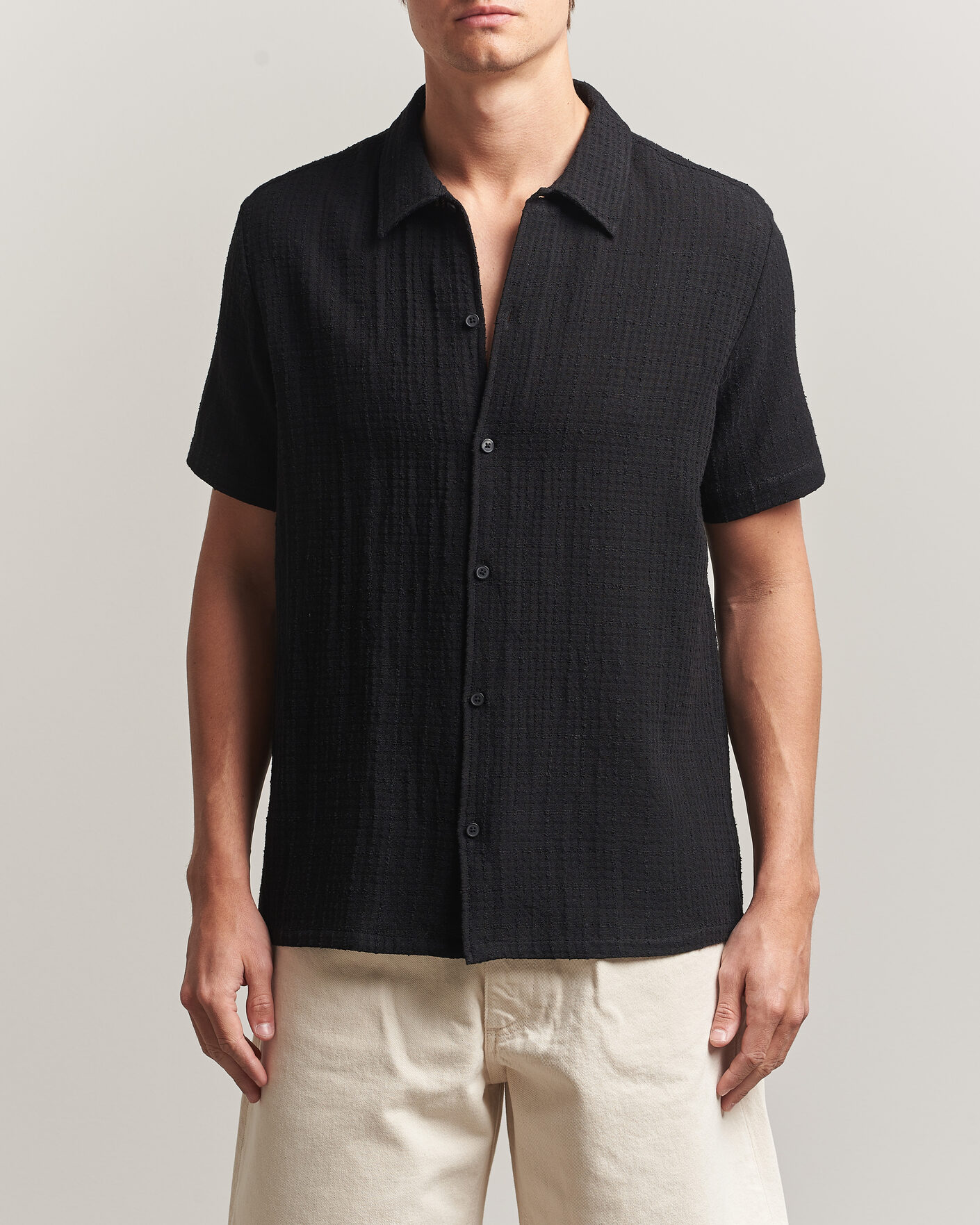 Herr | Skjortor | Samsøe Samsøe | Avan Structured Short Sleeve Shirt Black