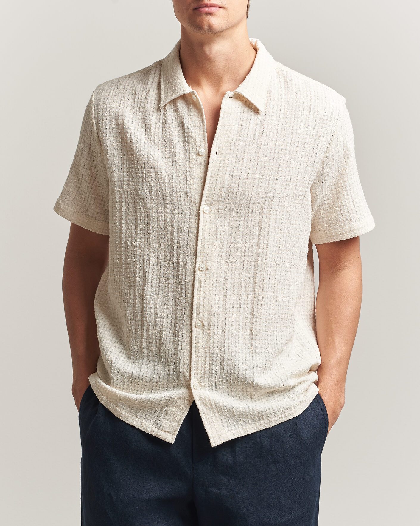 Herr | Skjortor | Samsøe Samsøe | Avan Structured Short Sleeve Shirt Clear Cream