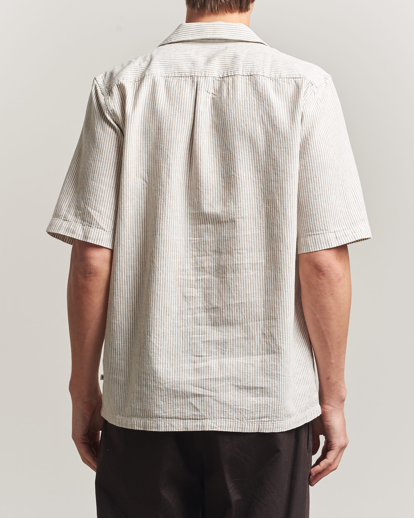 Herr | Skjortor | Samsøe Samsøe | Oscar Linen/Cotton Striped Short Sleeve Shirt Aluminum