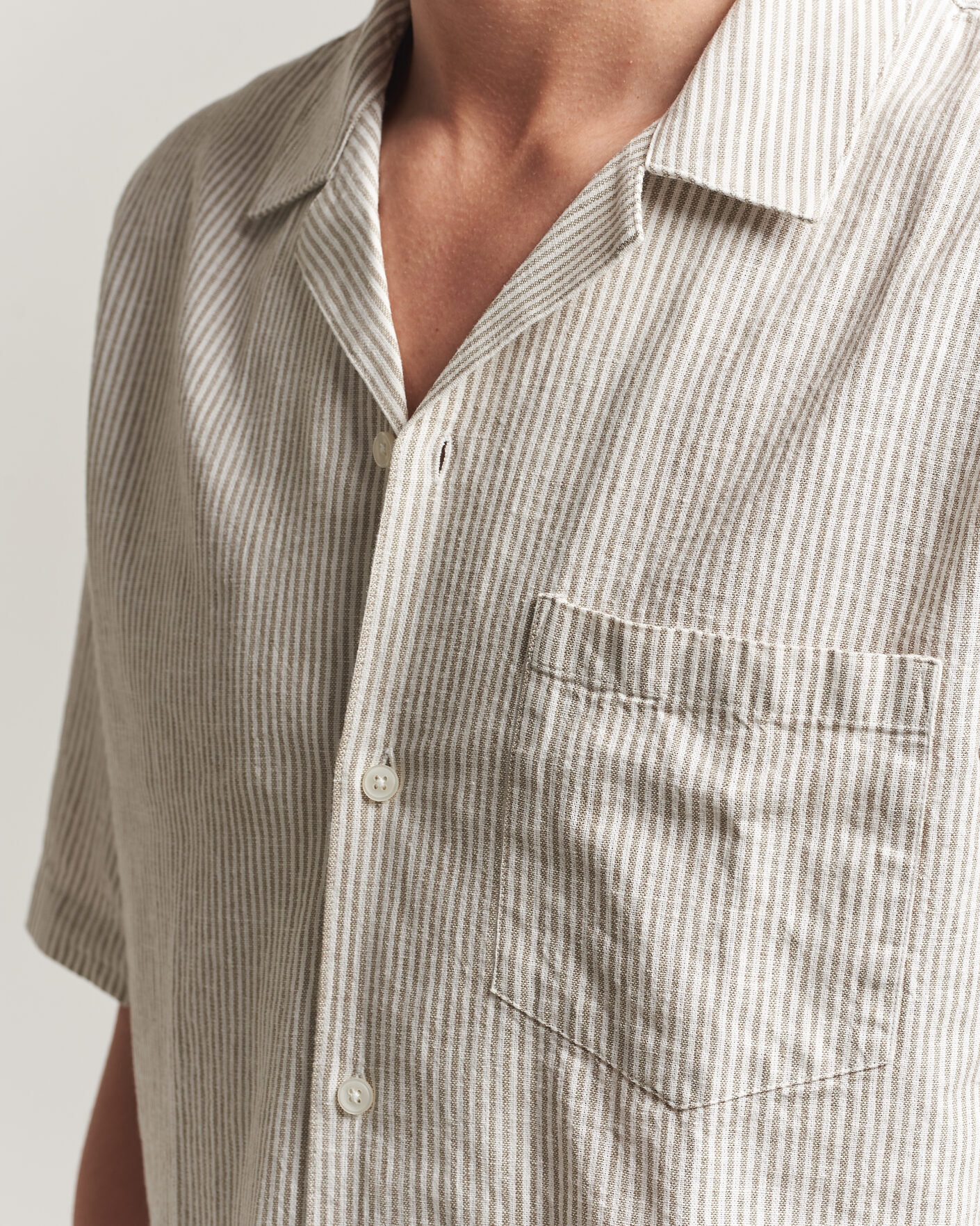 Herr | Skjortor | Samsøe Samsøe | Oscar Linen/Cotton Striped Short Sleeve Shirt Aluminum